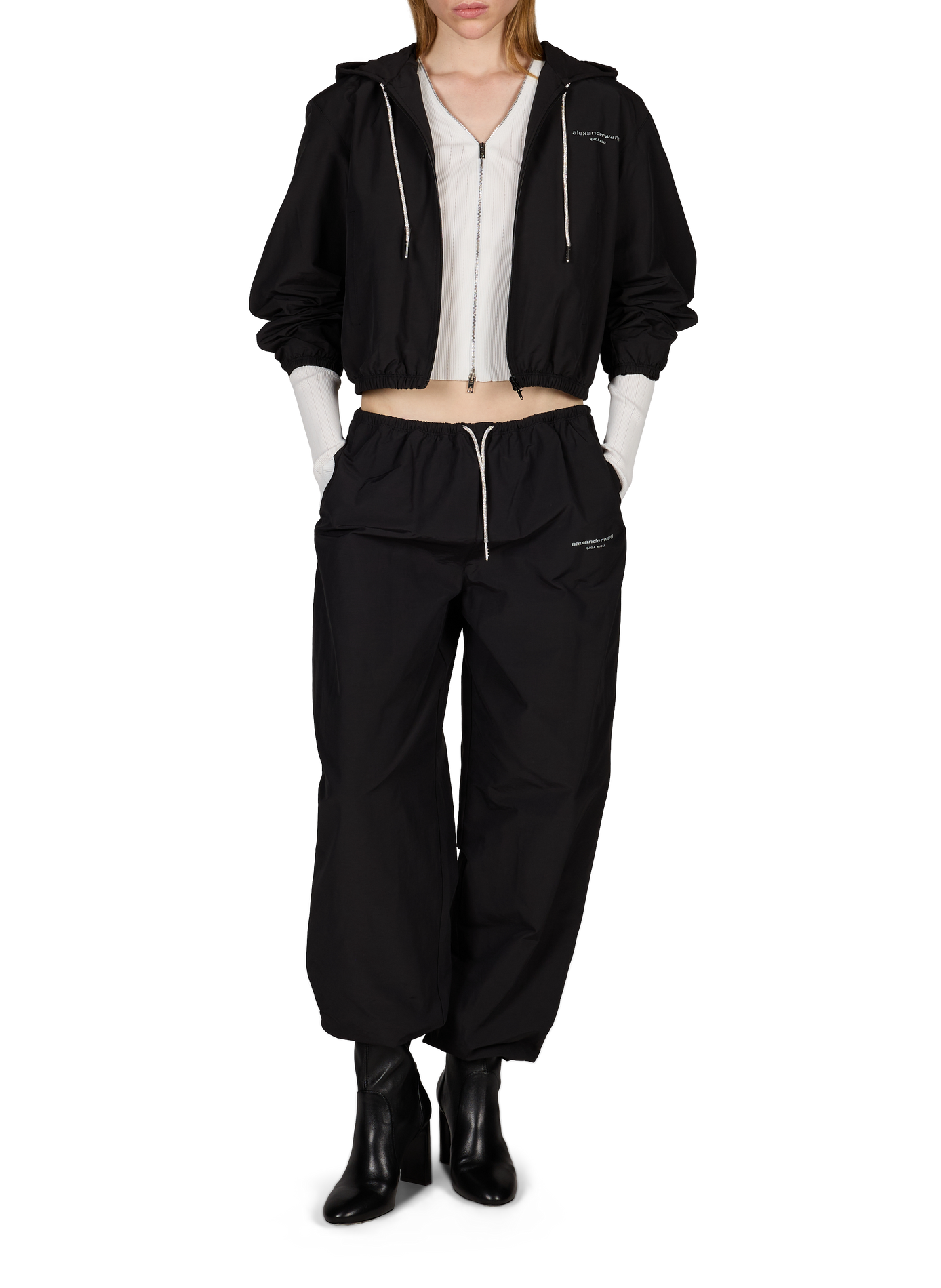Cotton-blend hoodie ALEXANDER WANG Black