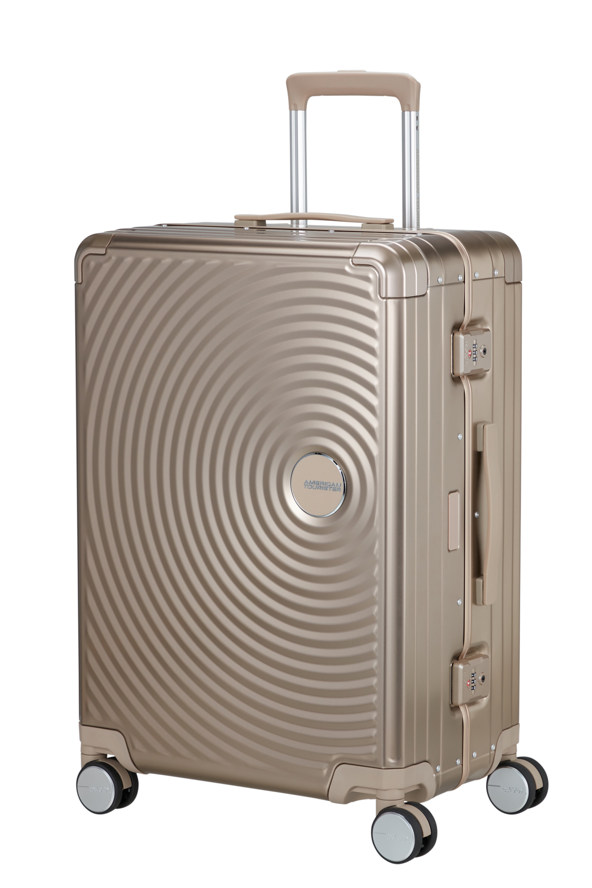 Soundbox alu valise 4 roues taille m AMERICAN TOURISTER Doré