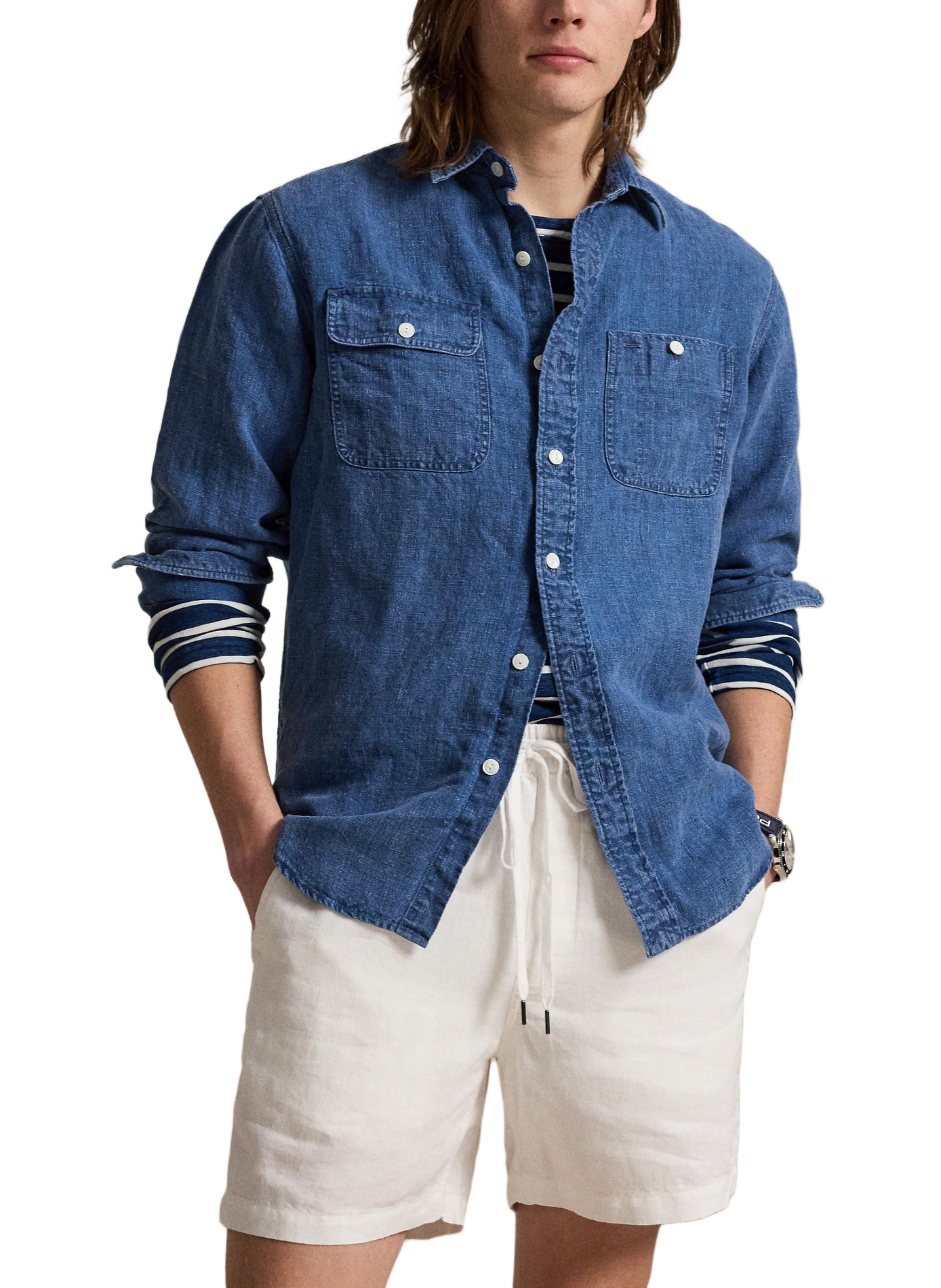 Straight linen shirt POLO RALPH LAUREN Blue