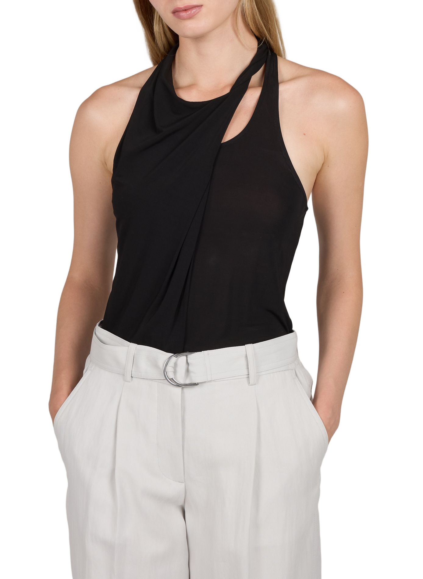 Top con superposición drapeada y torsionada HELMUT LANG Negro