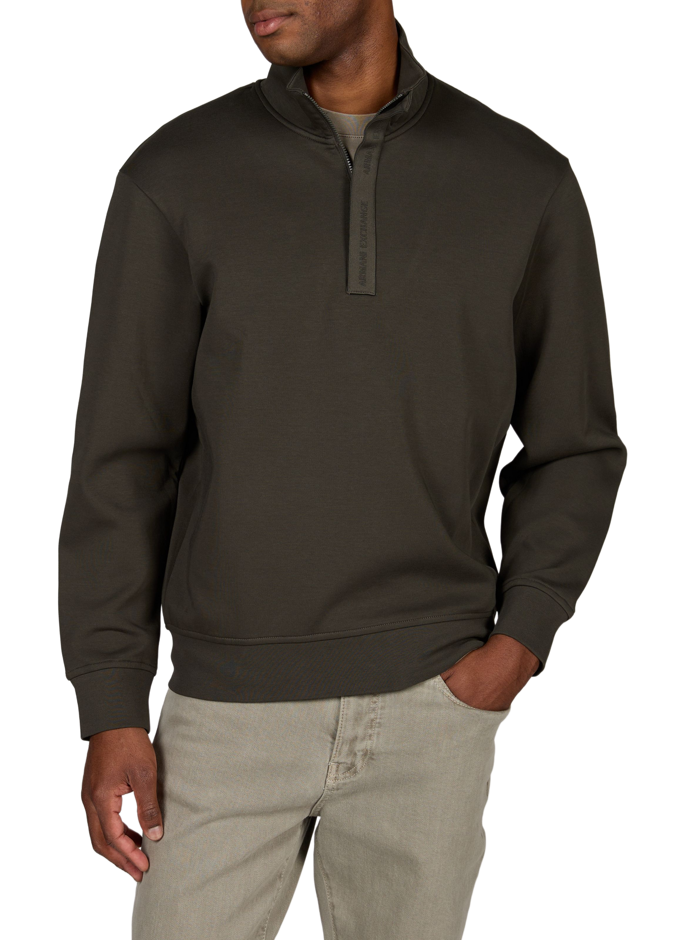 Gerader Sweatshirt mit Stehkragen aus Baumwollmischung ARMANI EXCHANGE Khaki