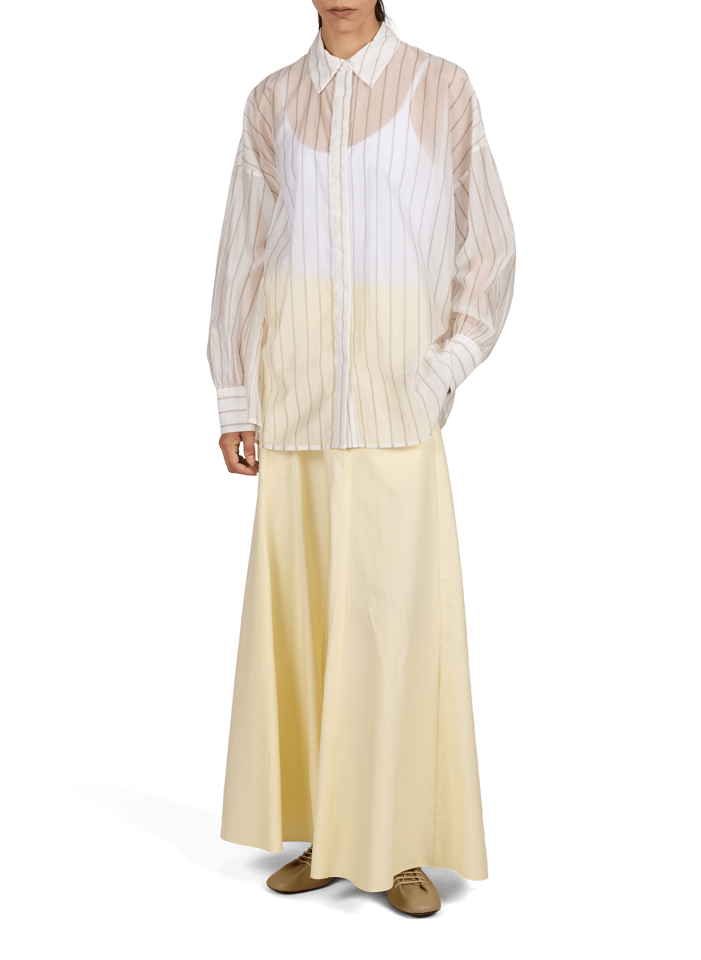 Chemise oversize à rayures ROUGE EDIT Beige