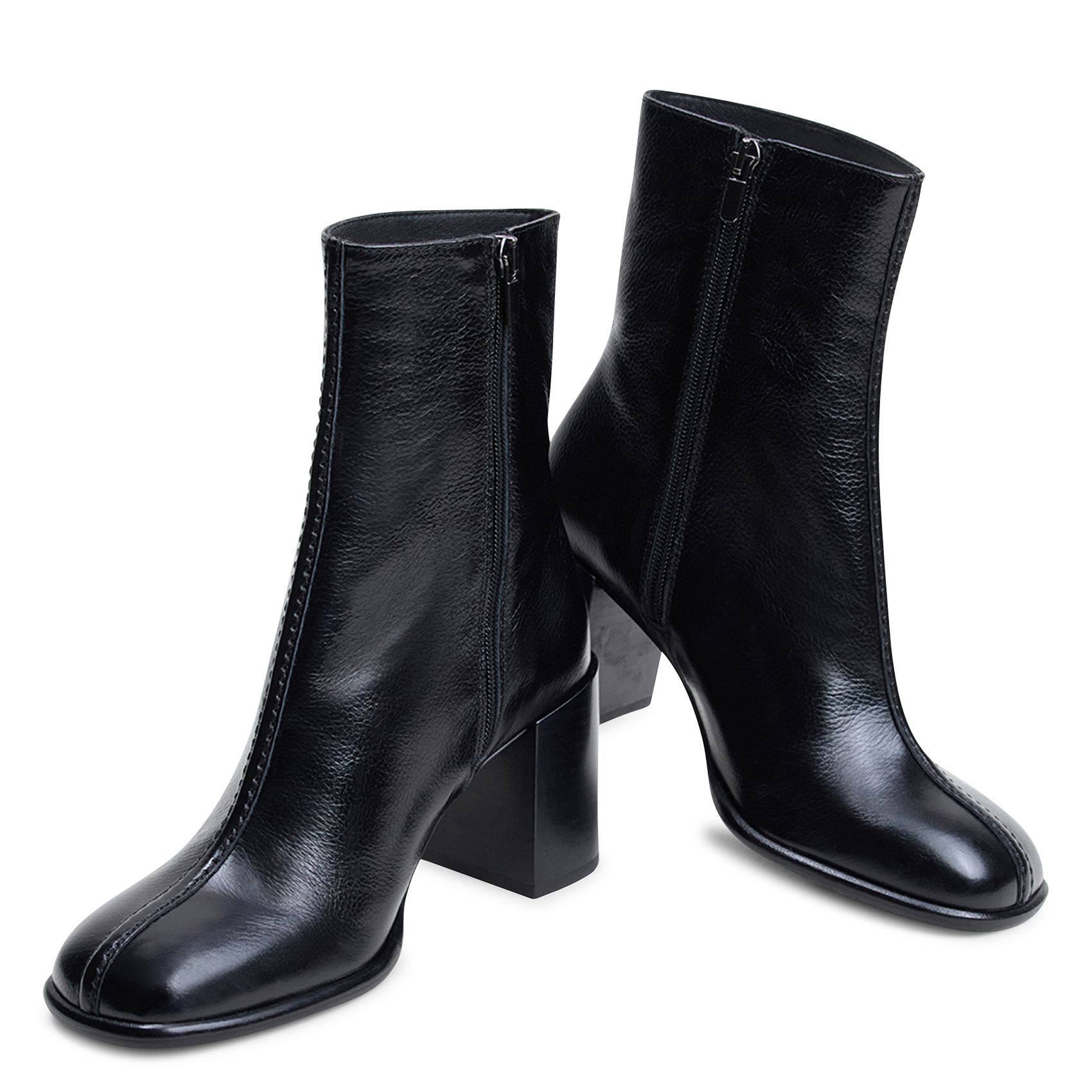 Bottines zippées en cuir bloumy JONAK Noir