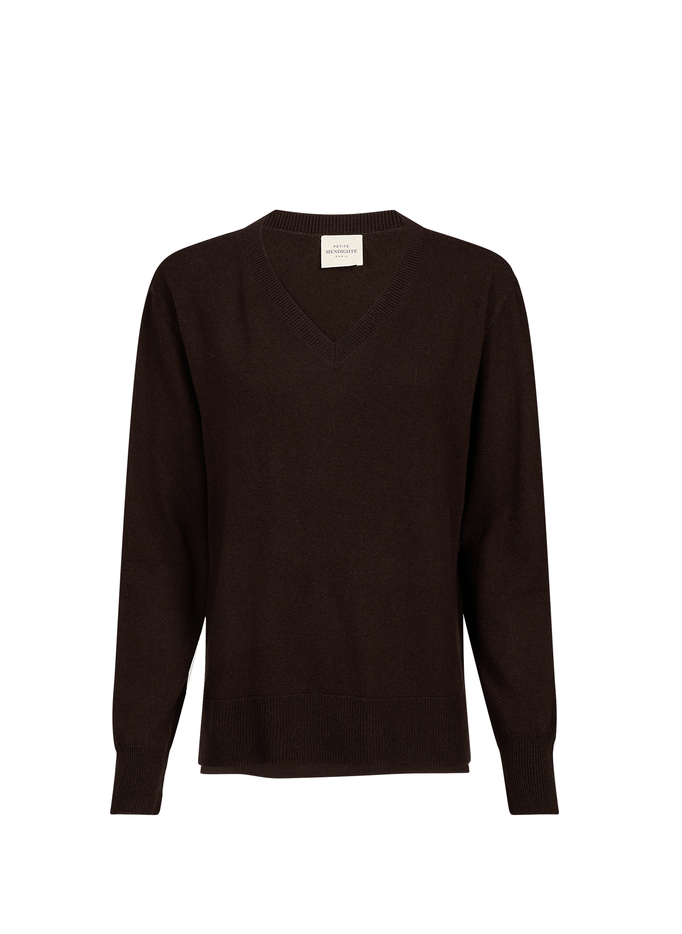Oversized V-neck wool and cashmere sweater PETITE MENDIGOTE Brown