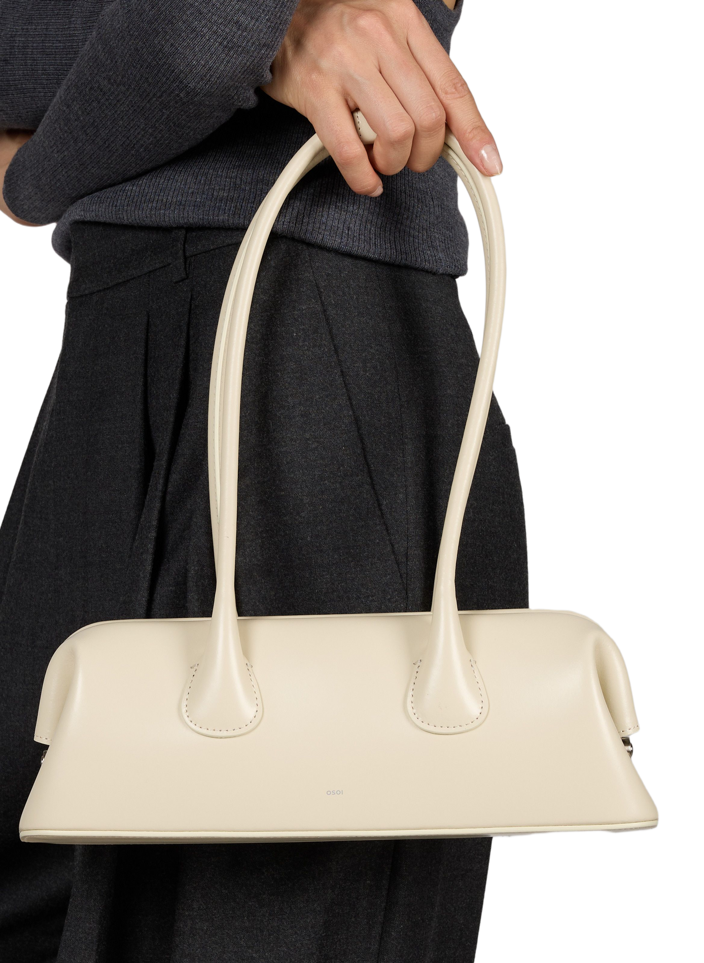 Sac porté épaule Boat Wide Mini en cuir | Beige OSOI Femme