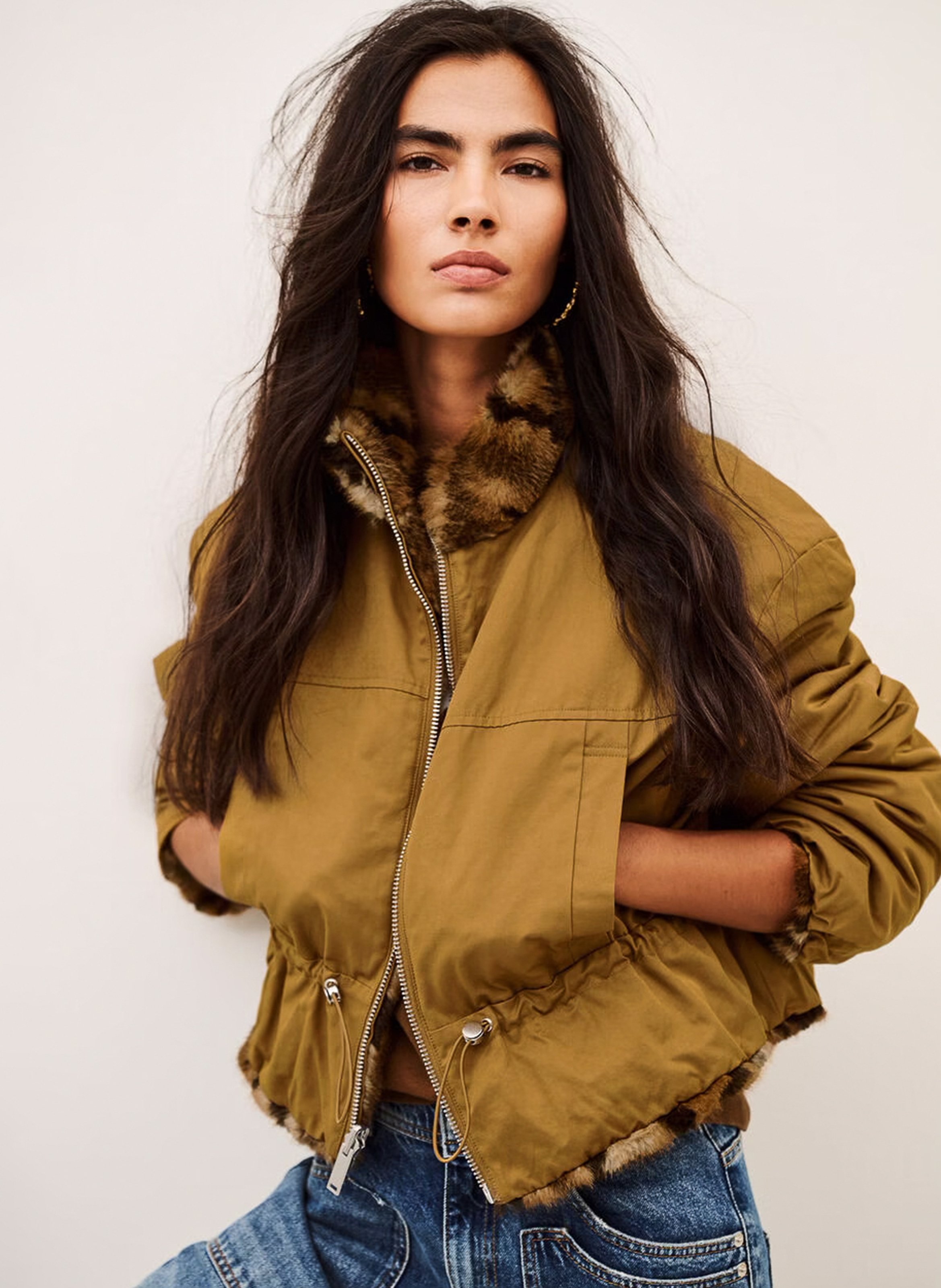 Manteau effet fourrure réversible en coton mélangé serge BA&SH Geel