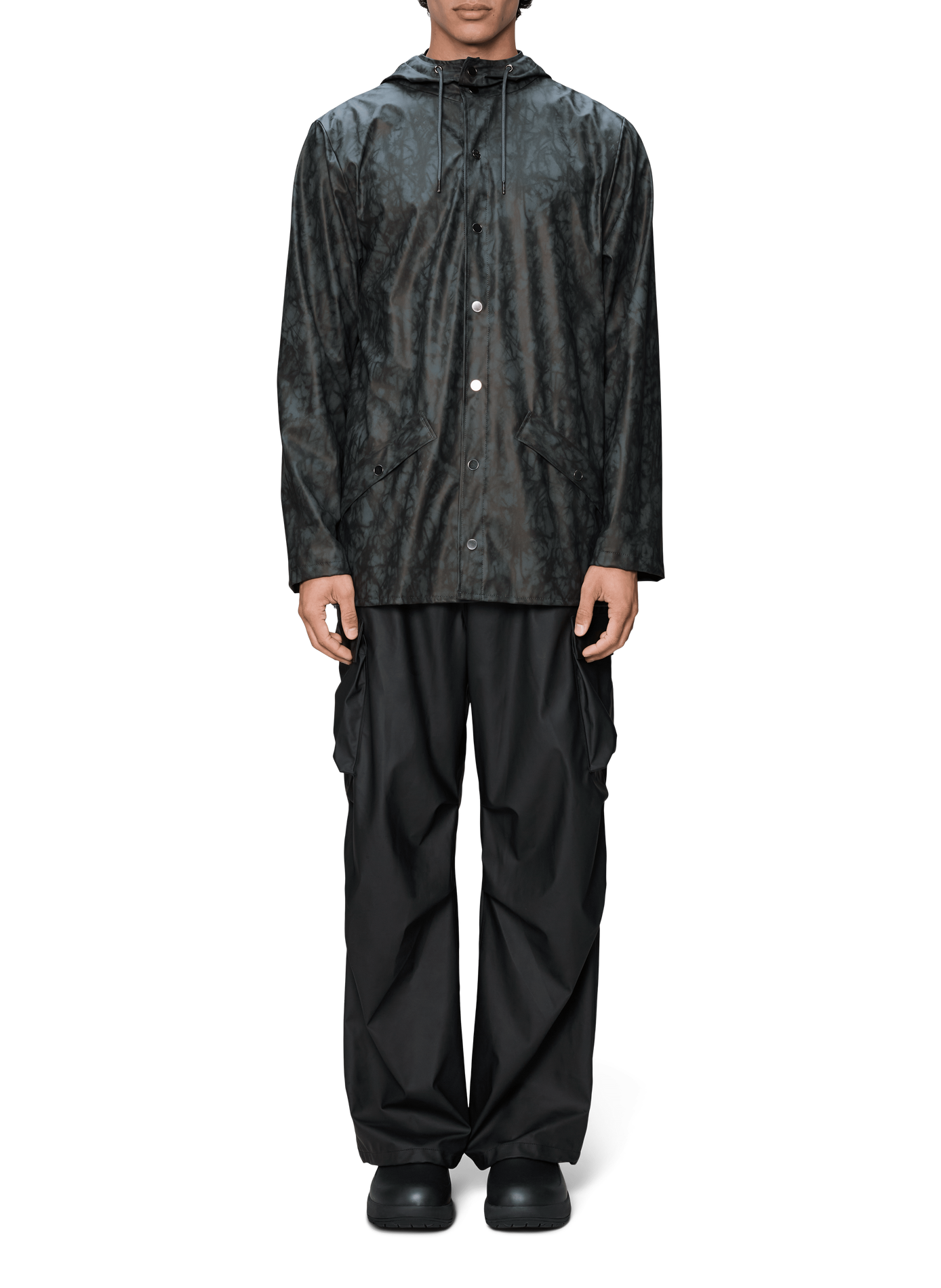 Hooded straight raincoat RAINS Grey