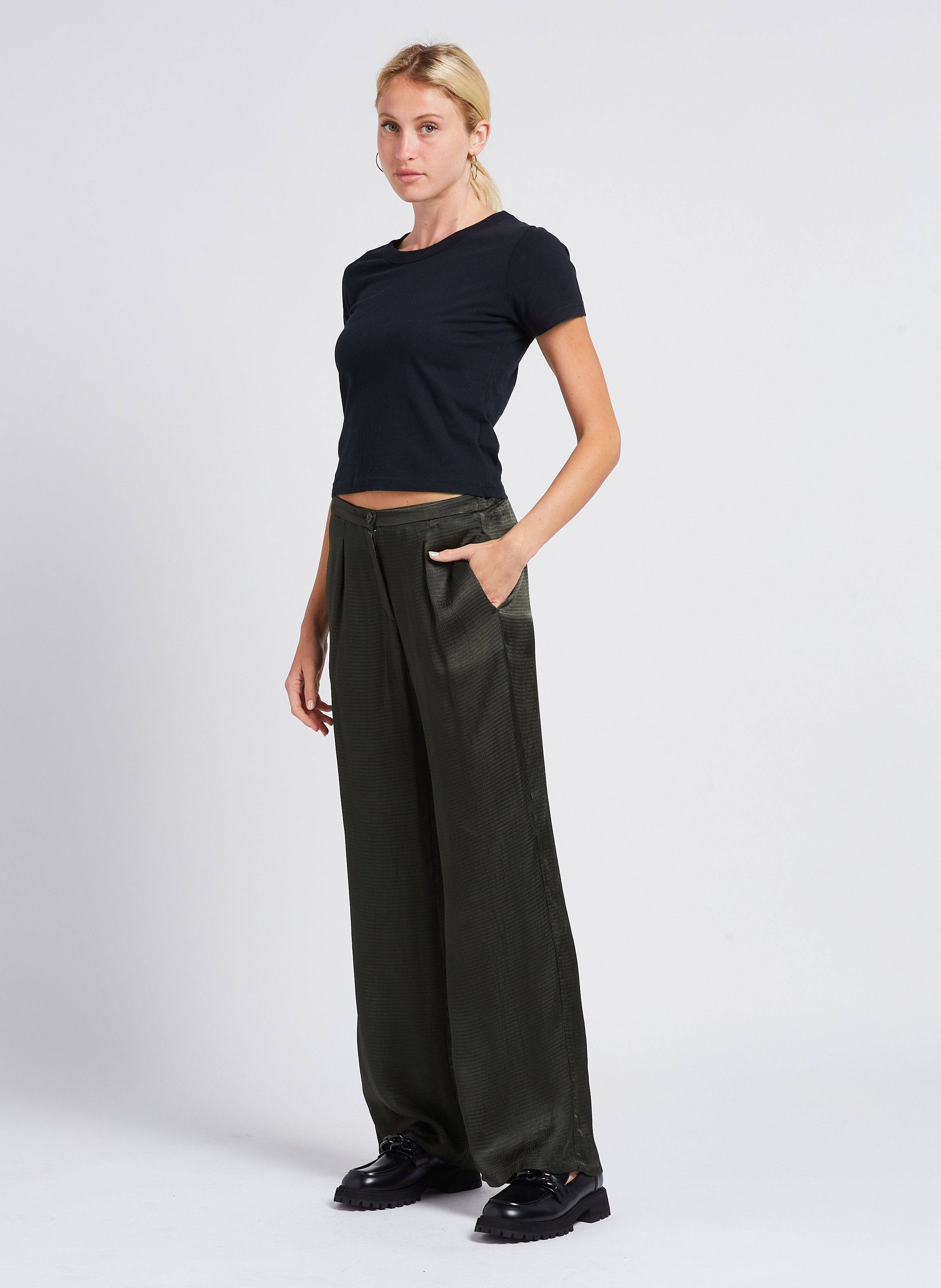 Tee-shirt court col rond en coton gamipy AMERICAN VINTAGE Noir