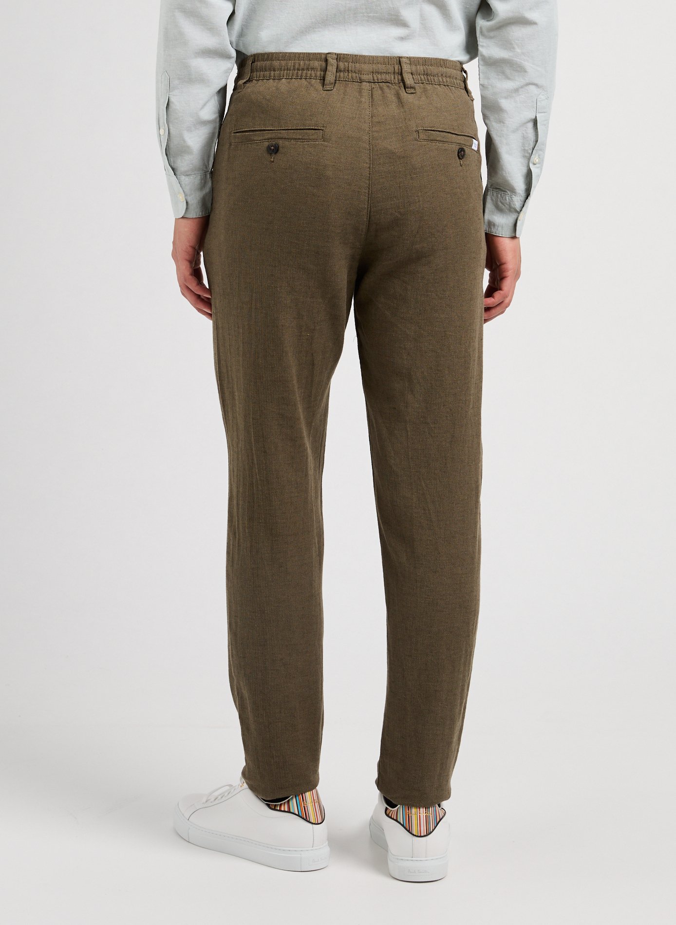 Slim and tapered linen blend trousers SELECTED Green