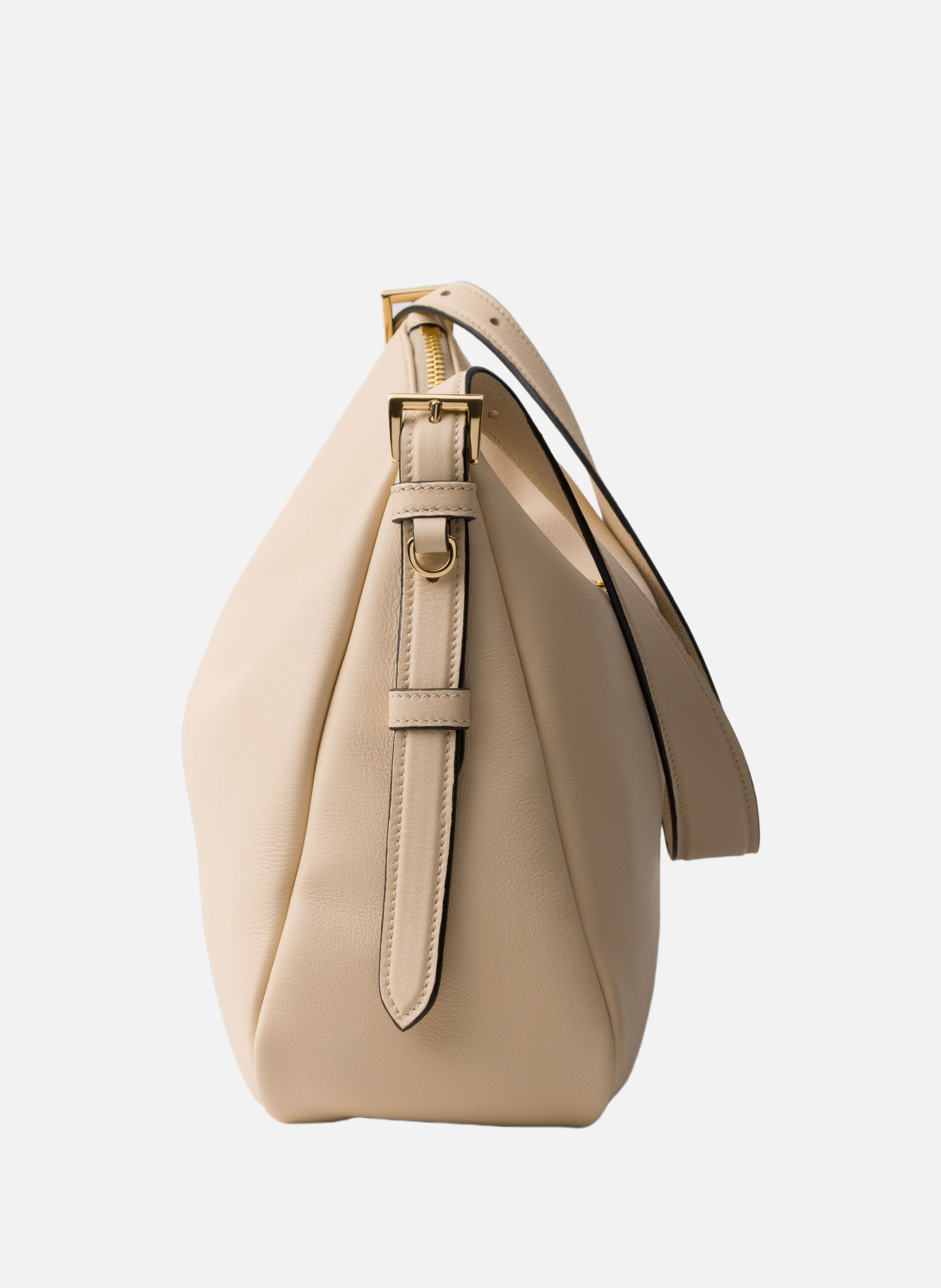Grand sac porté épaule en cuir prada aimée PRADA Beige