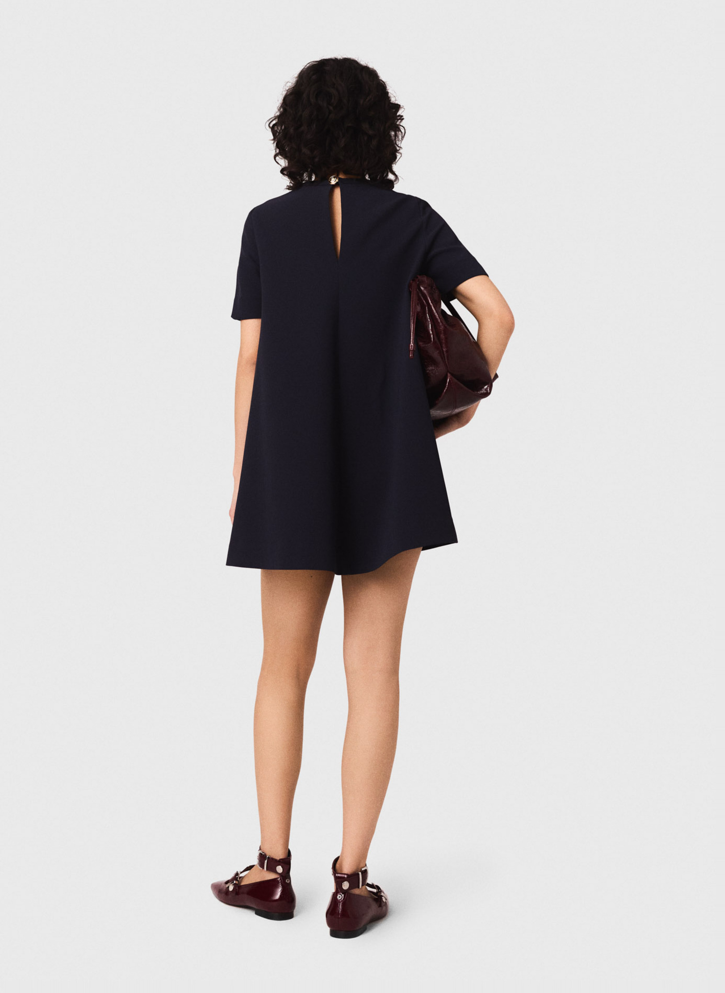 Robe courte col rond Bleu