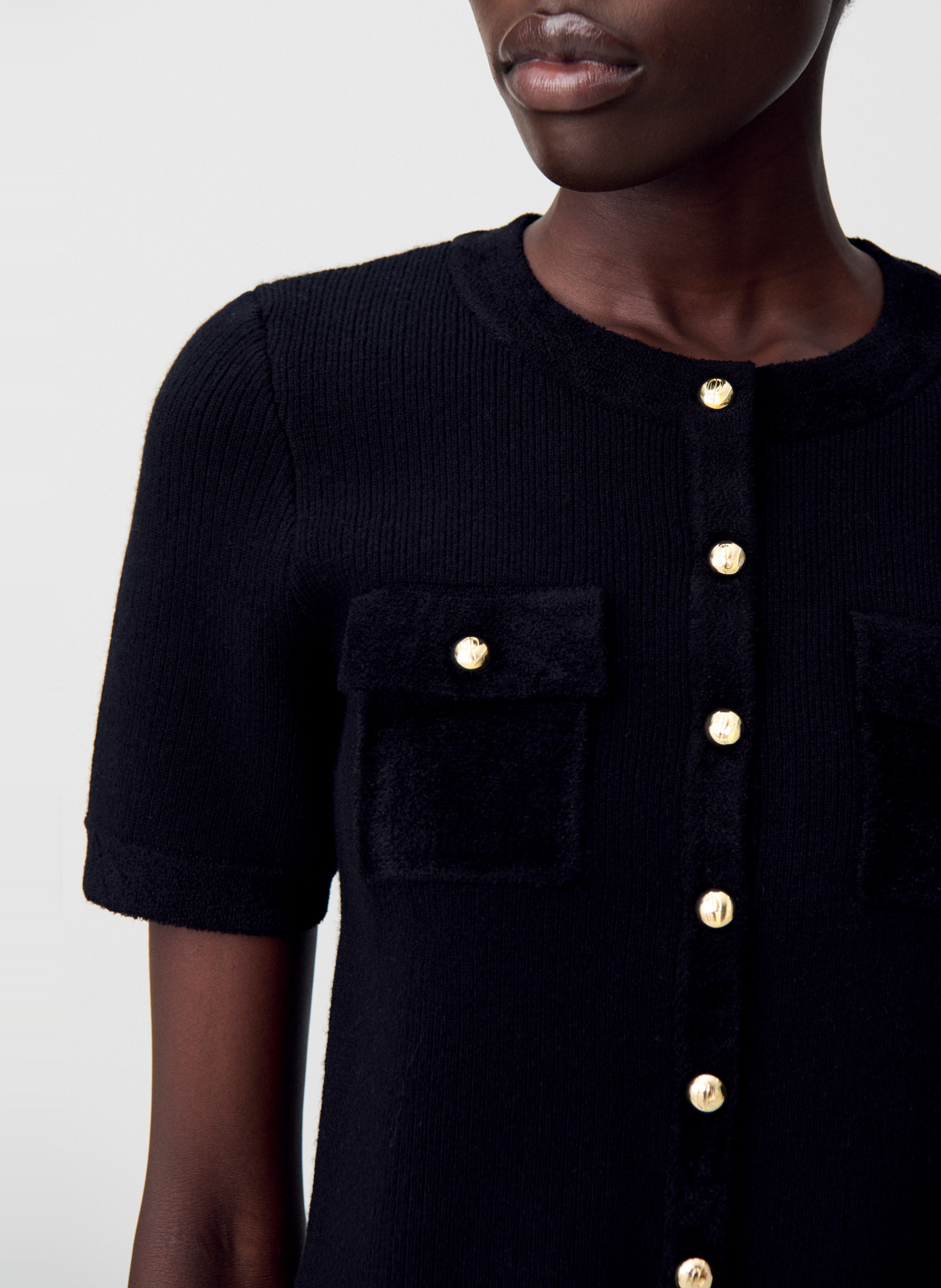 Cardigan boutonné en velours côtelé mano CLAUDIE PIERLOT Noir