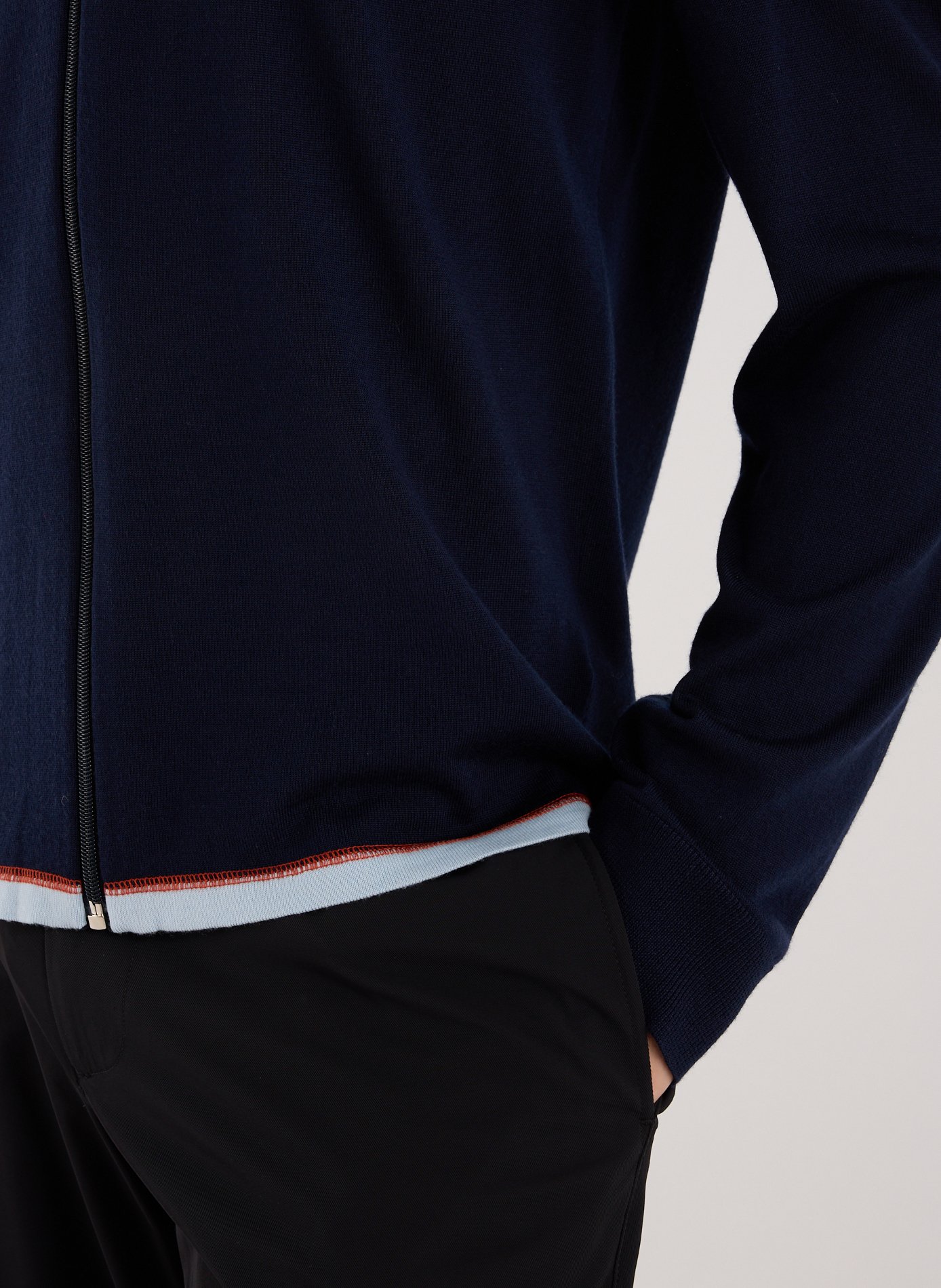 Gilet zippé en laine mérinos  PAUL SMITH Bleu