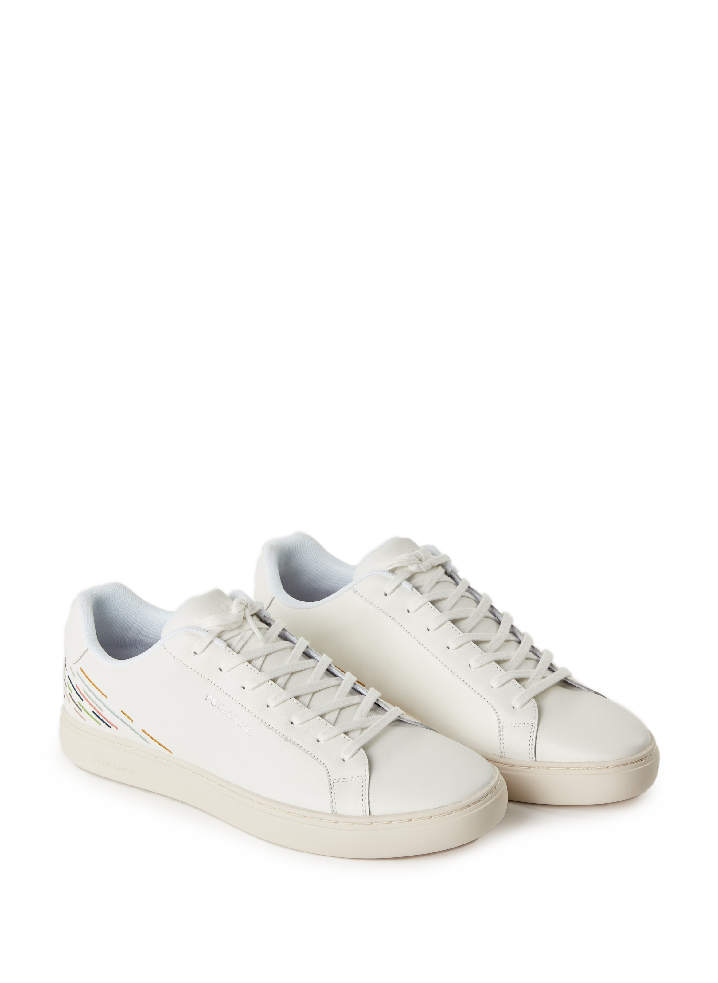 Baskets brodées en cuir PAUL SMITH Blanc