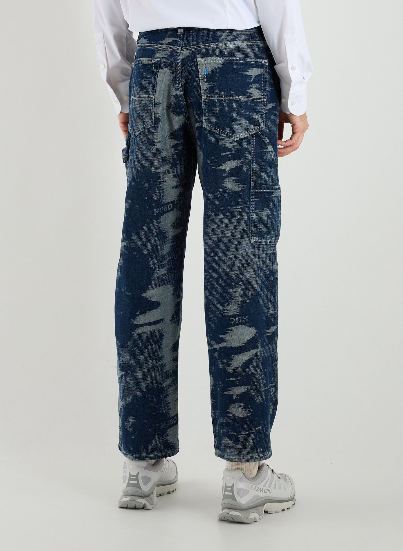 Jacquard cotton straight leg carpenter jeans HUGO BLUE Blue