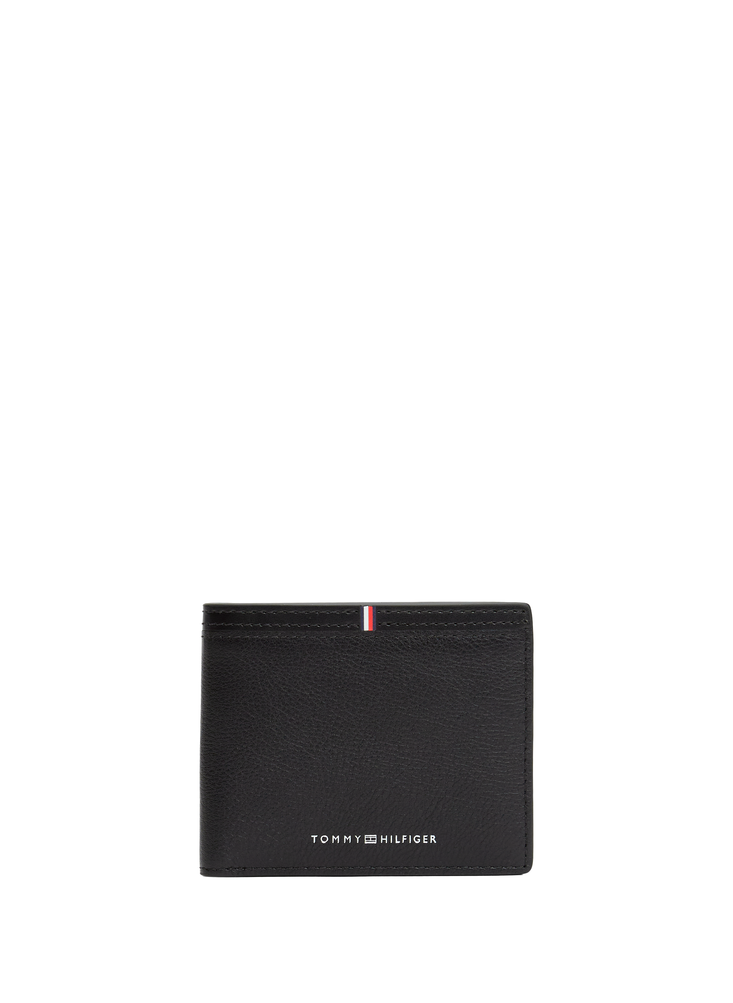 Portefeuille grainé en cuir de vache TOMMY HILFIGER Noir