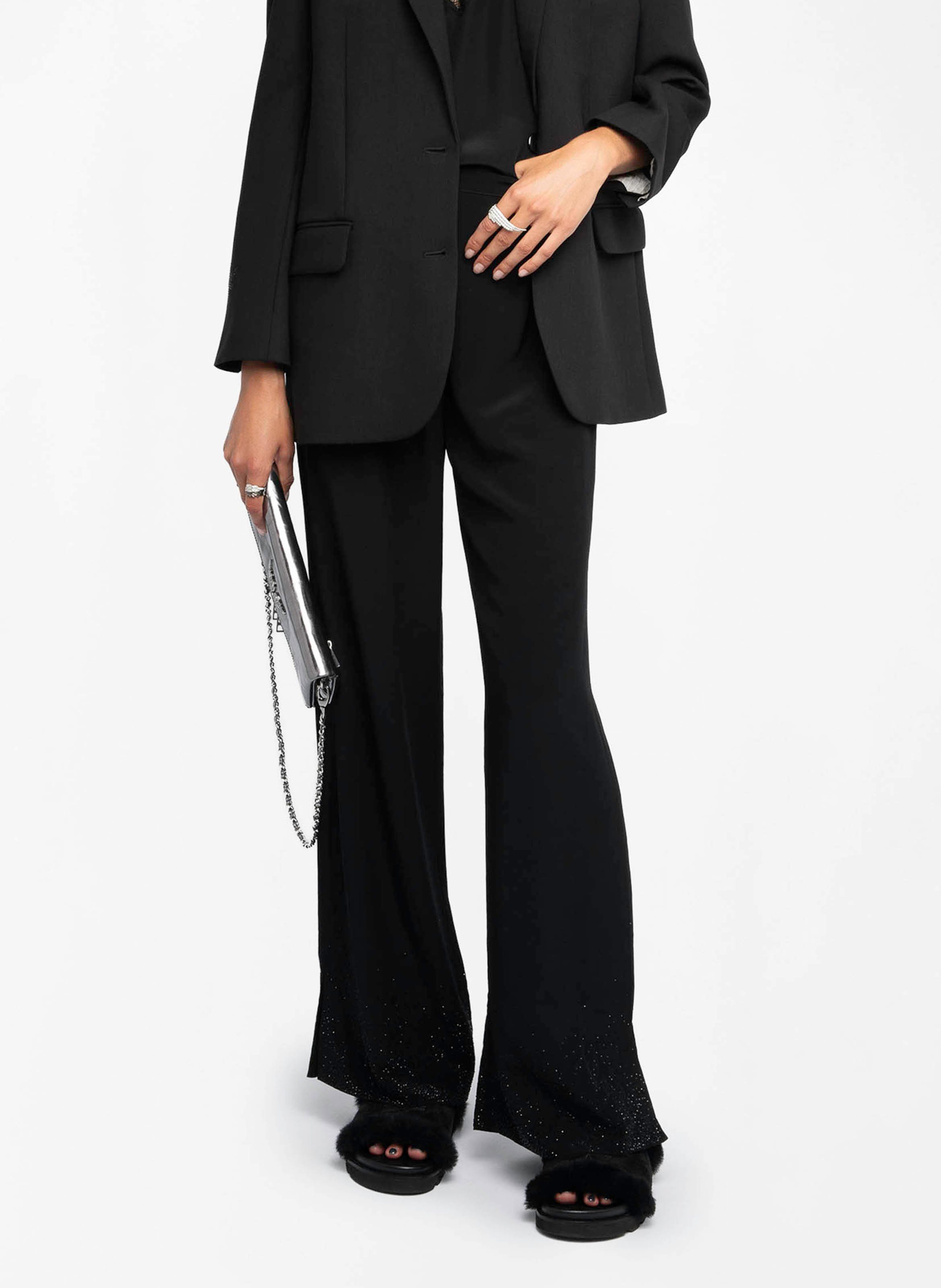 Pantalon large taille haute fluide papel ZADIG&VOLTAIRE Noir