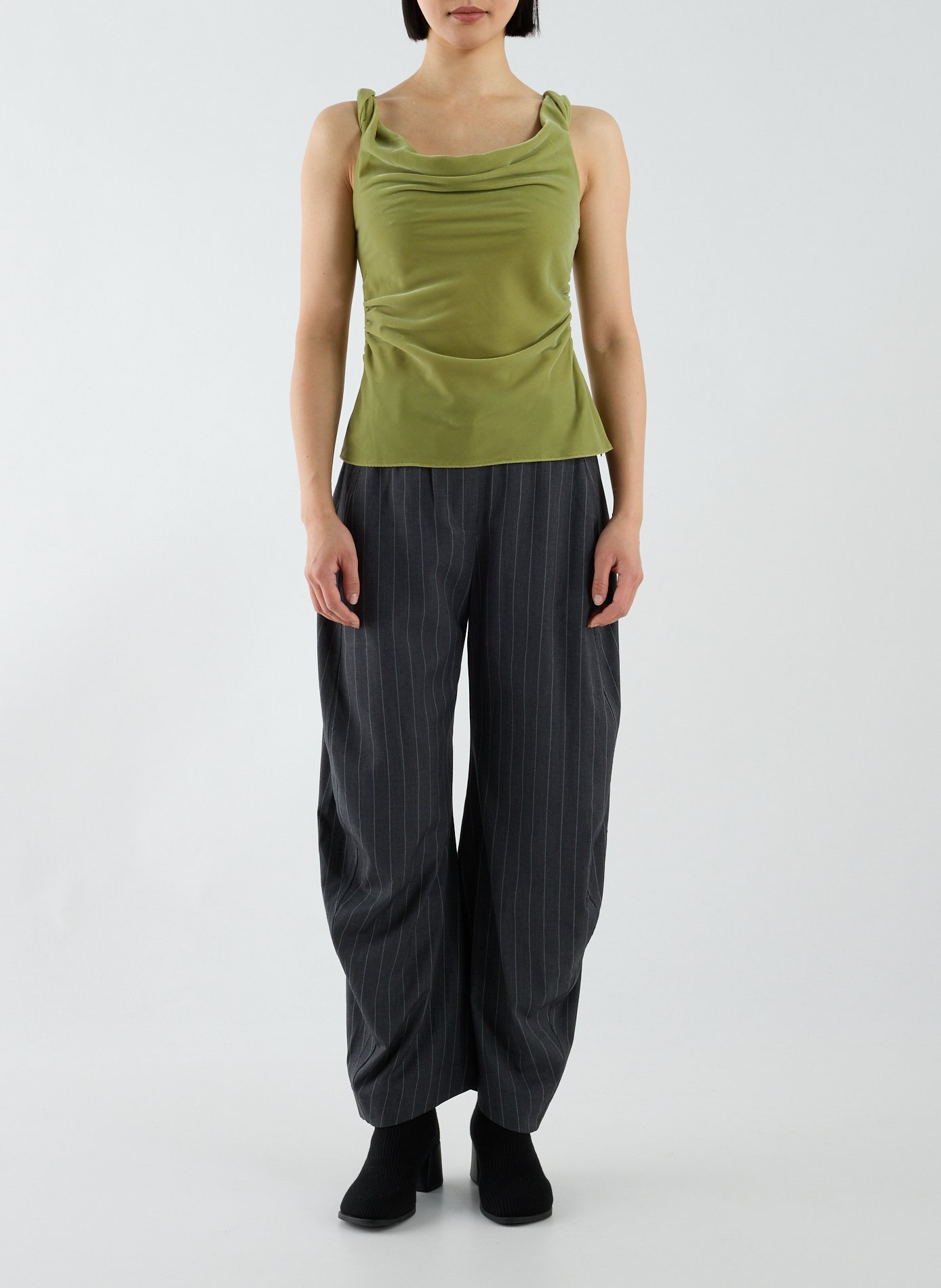 Top sans manches Tsnina en velours TOPSHOP Vert