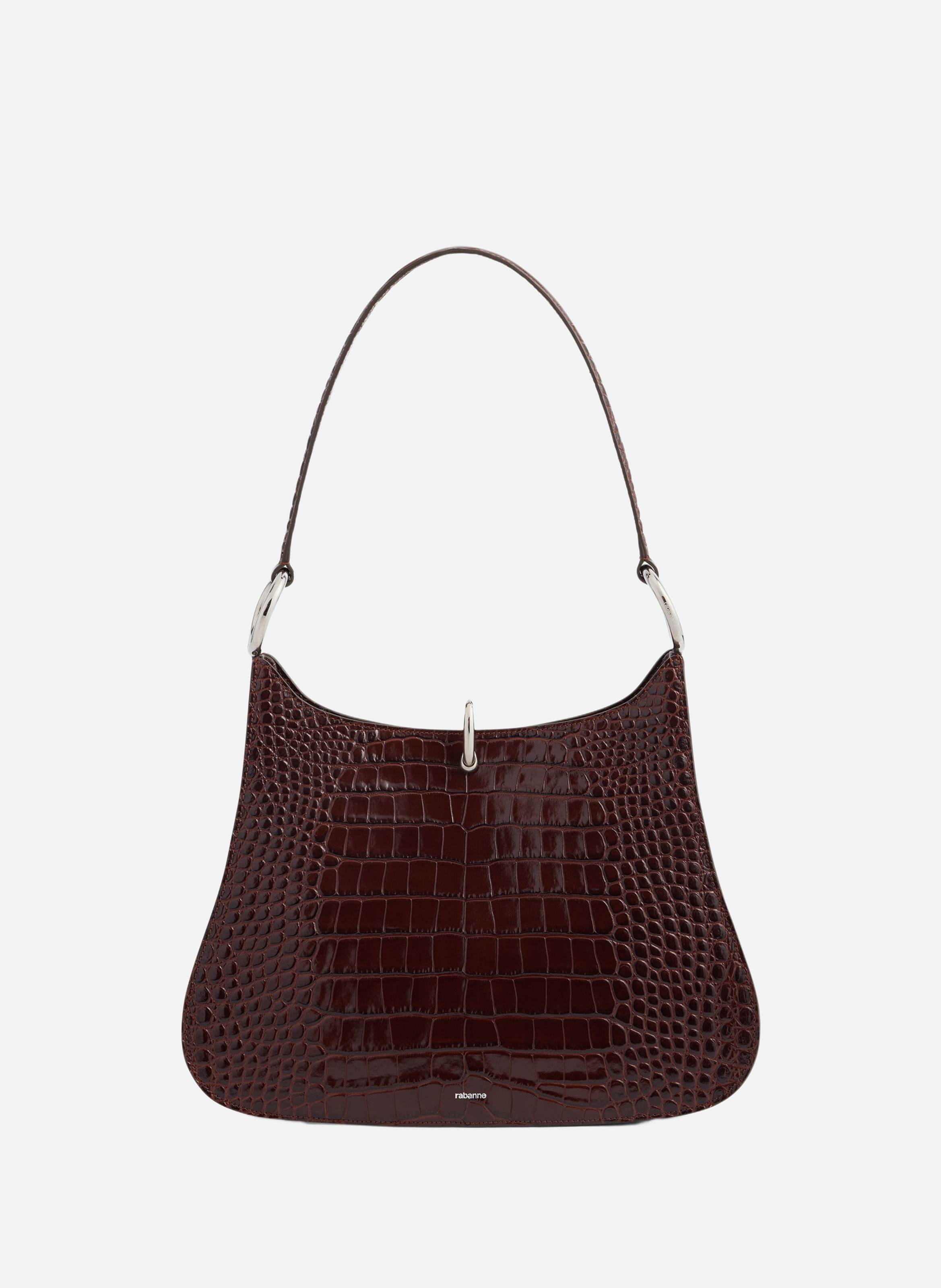 Grand sac ring en cuir RABANNE Marron