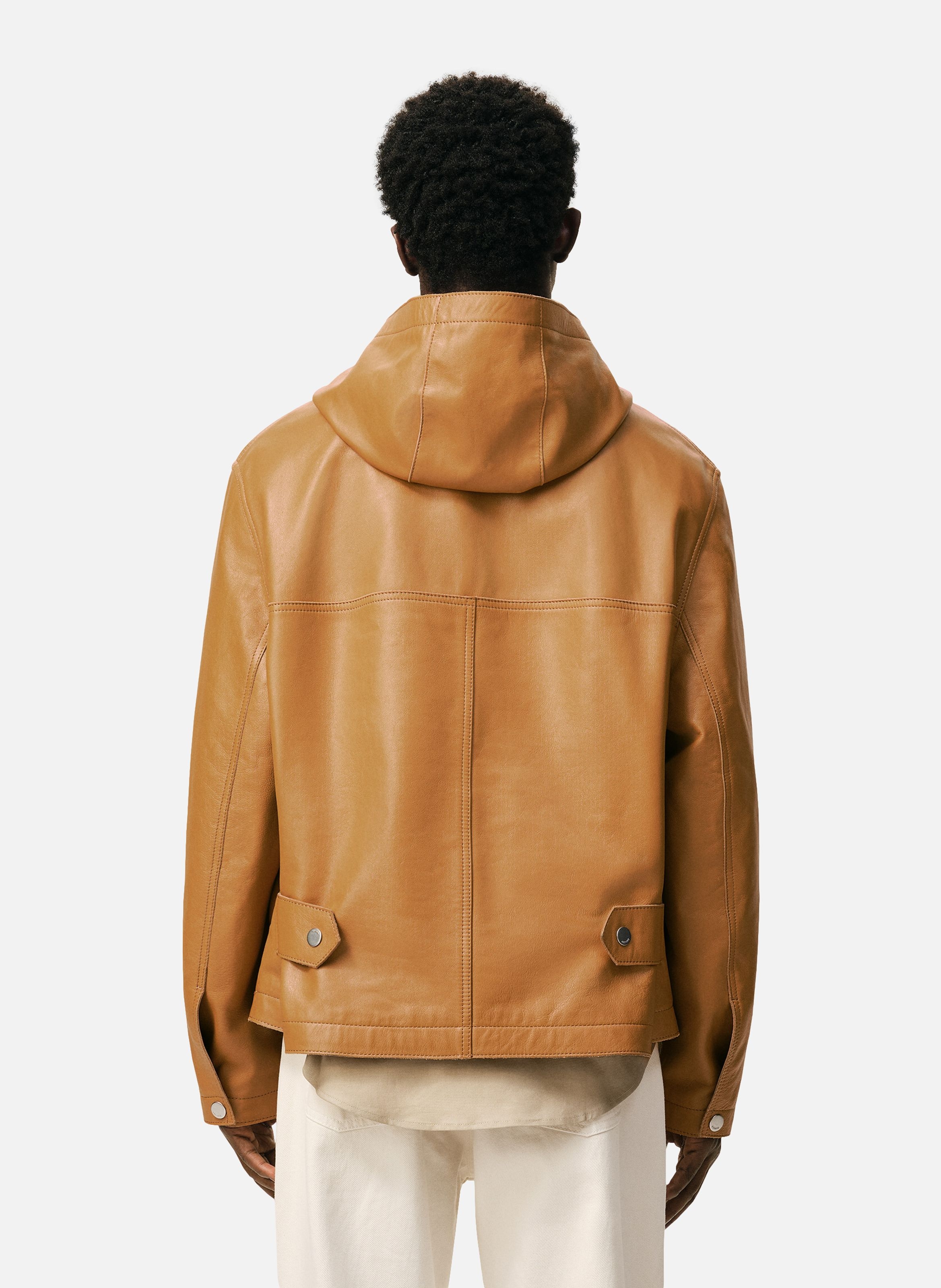 Veste a capuche en cuir de vache AMI PARIS Jaune