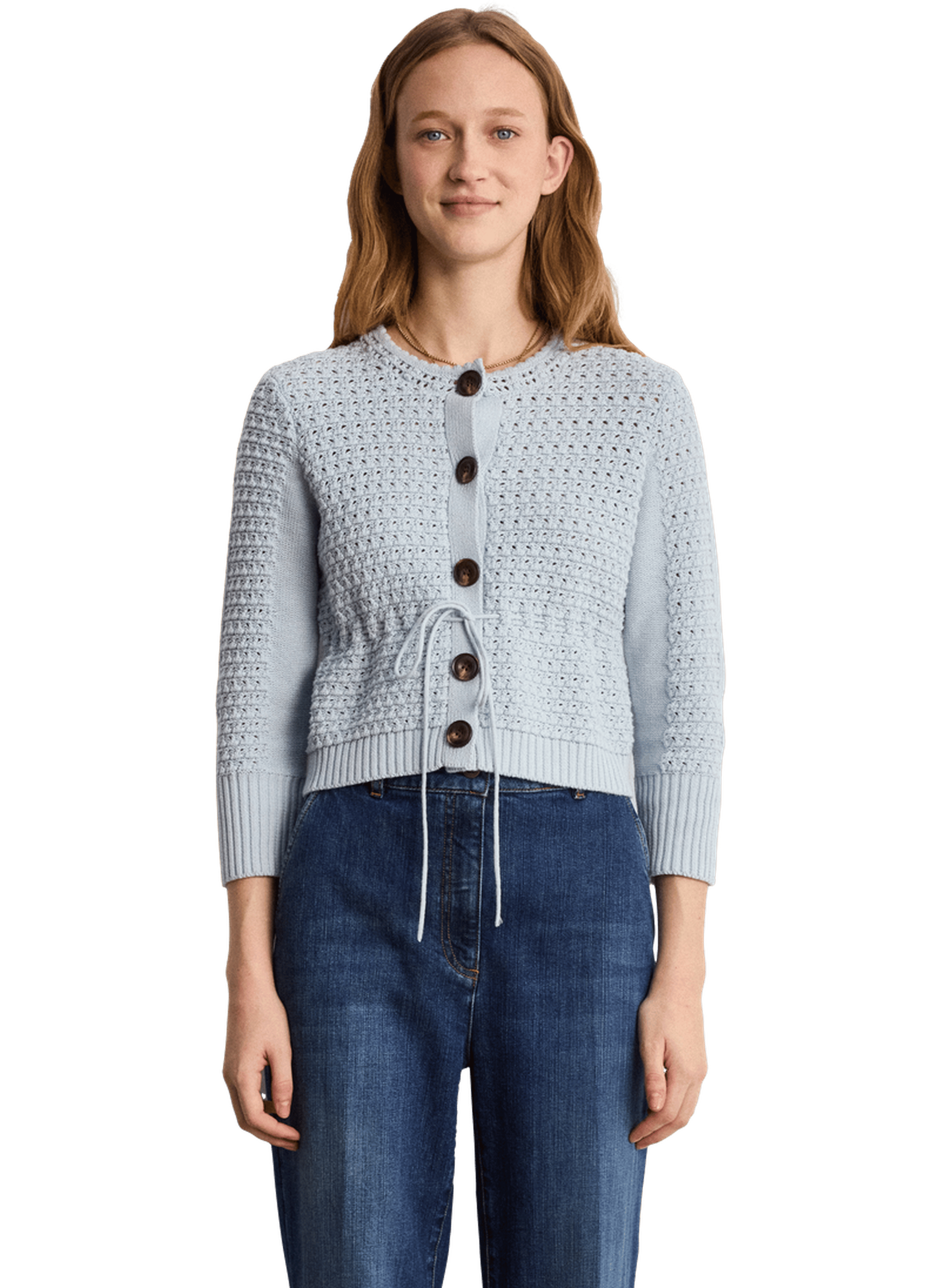 Gilet en crochet à lacet - liliane PABLO Bleu