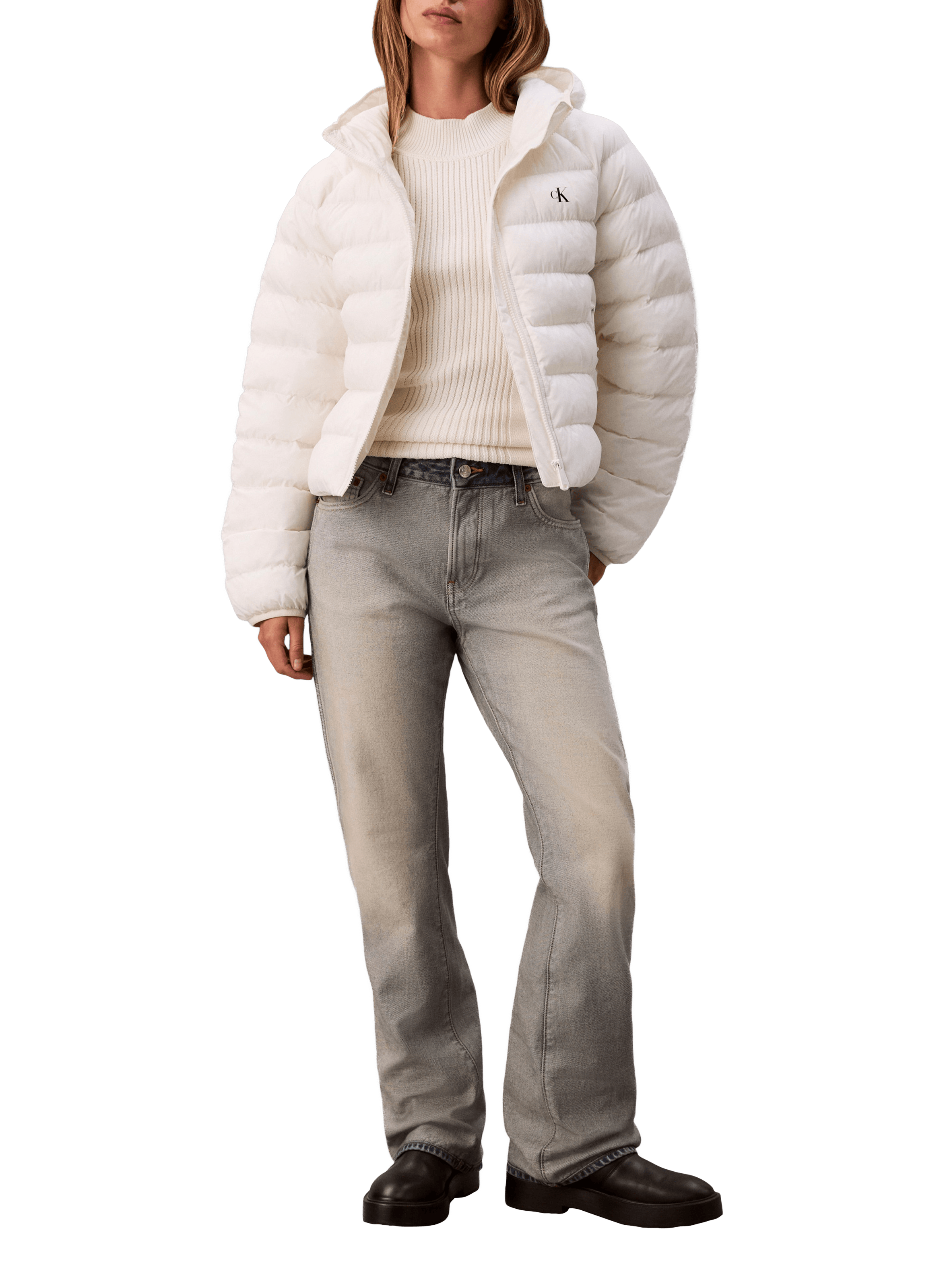 Doudoune courte à capuche CALVIN KLEIN Beige