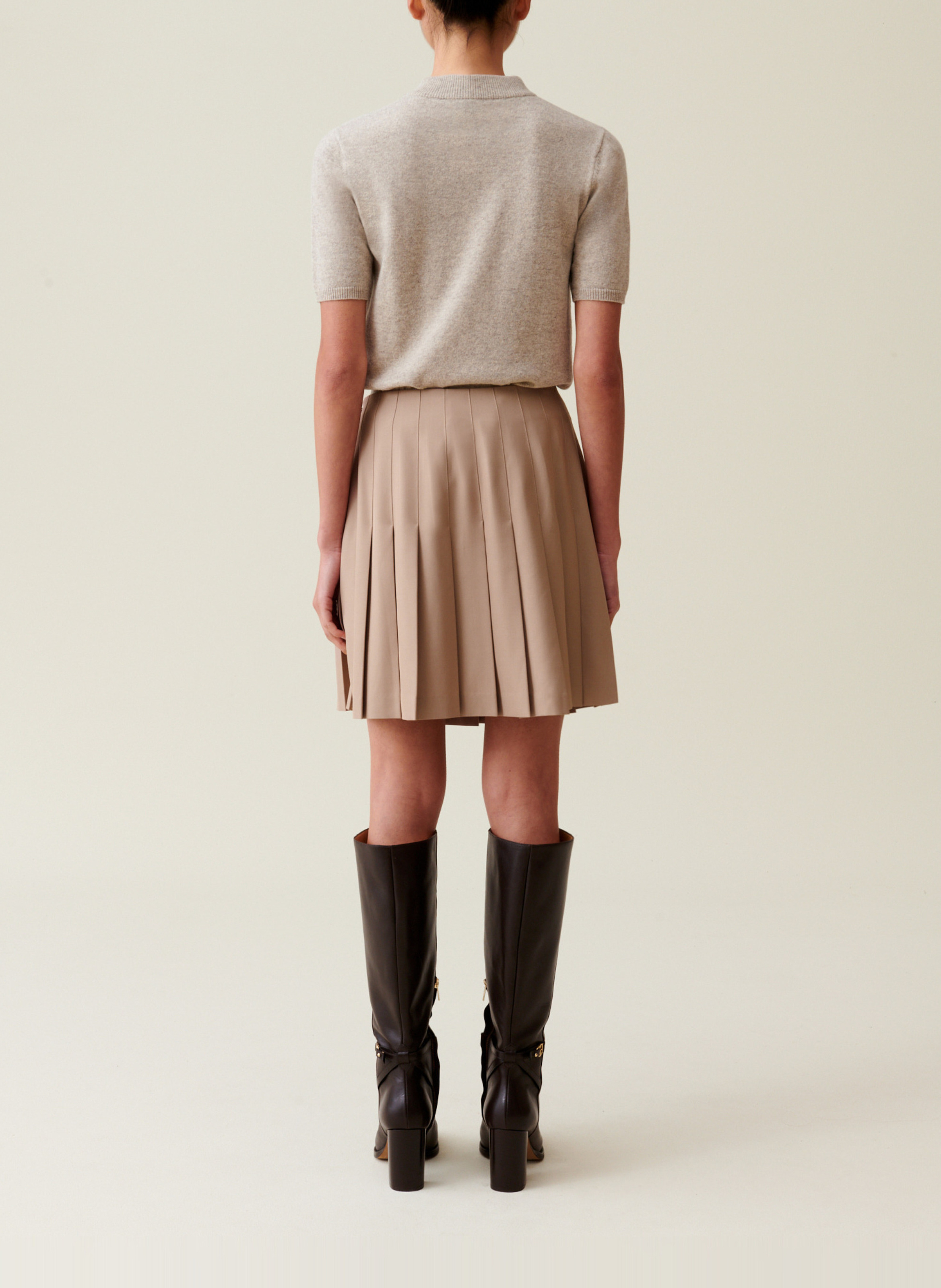 Jupe courte plissée CLAUDIE PIERLOT Beige