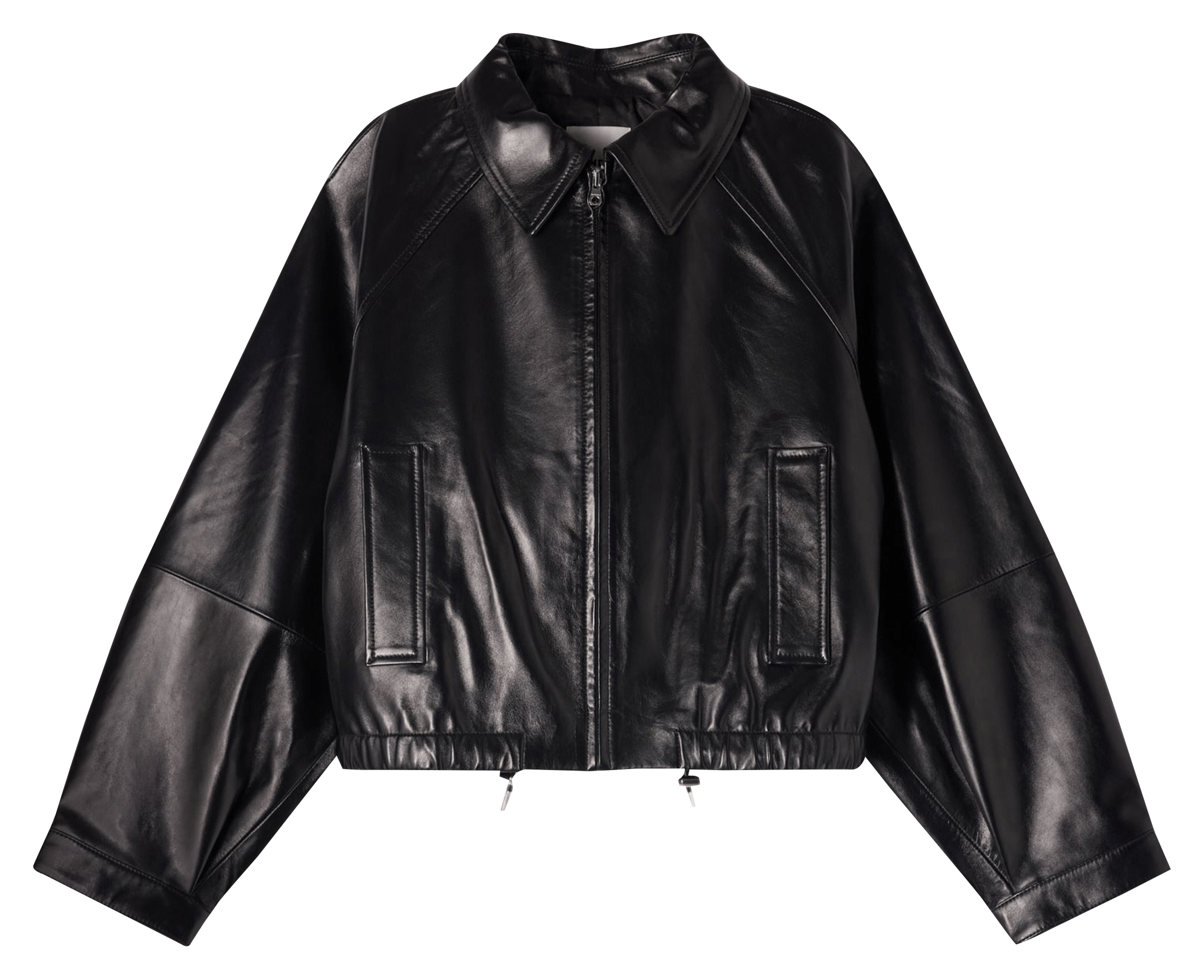 Veste col classique en cuir SANDRO Noir