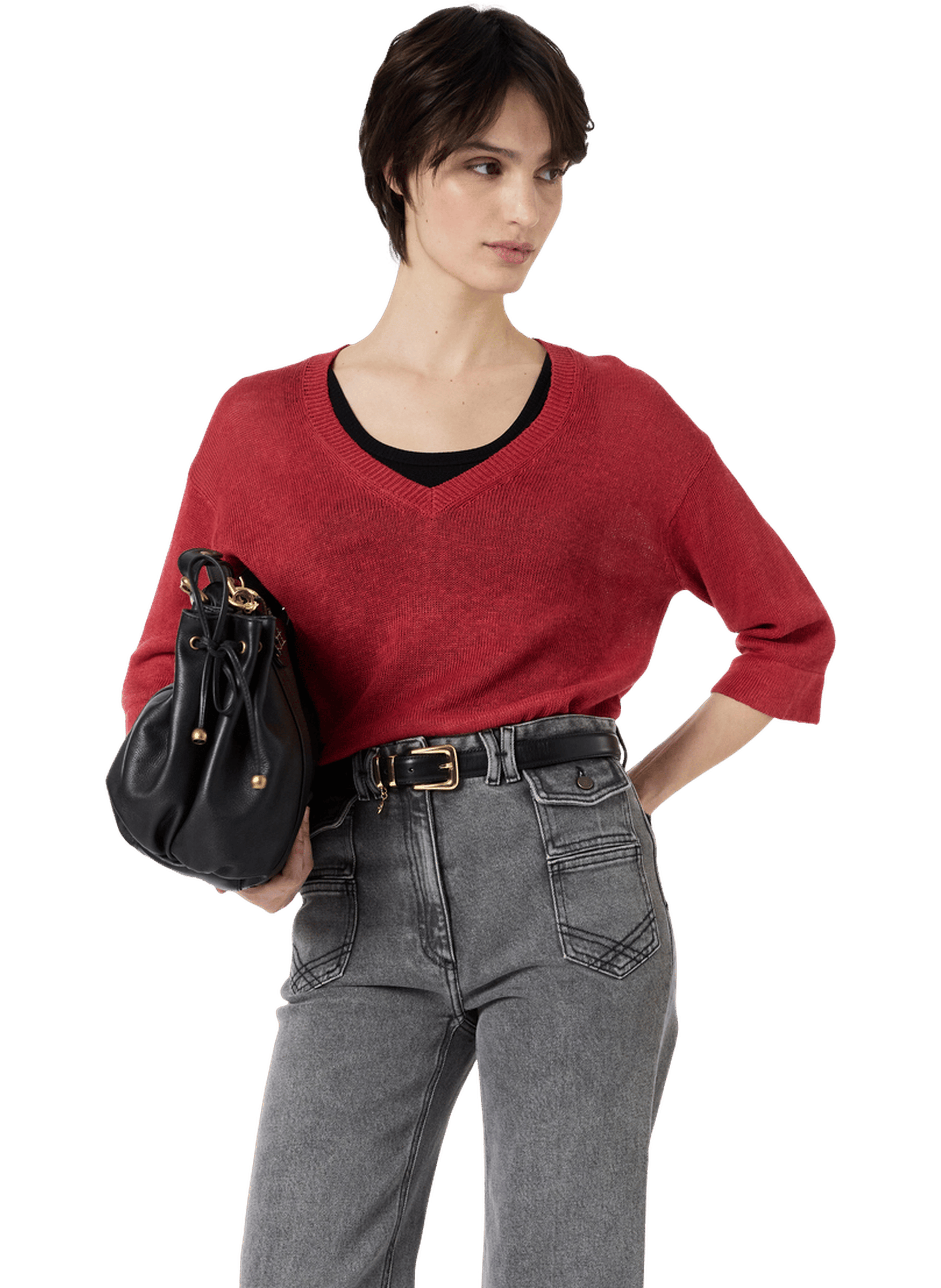 Pull v ample en lin - lylou GERARD DAREL Rouge