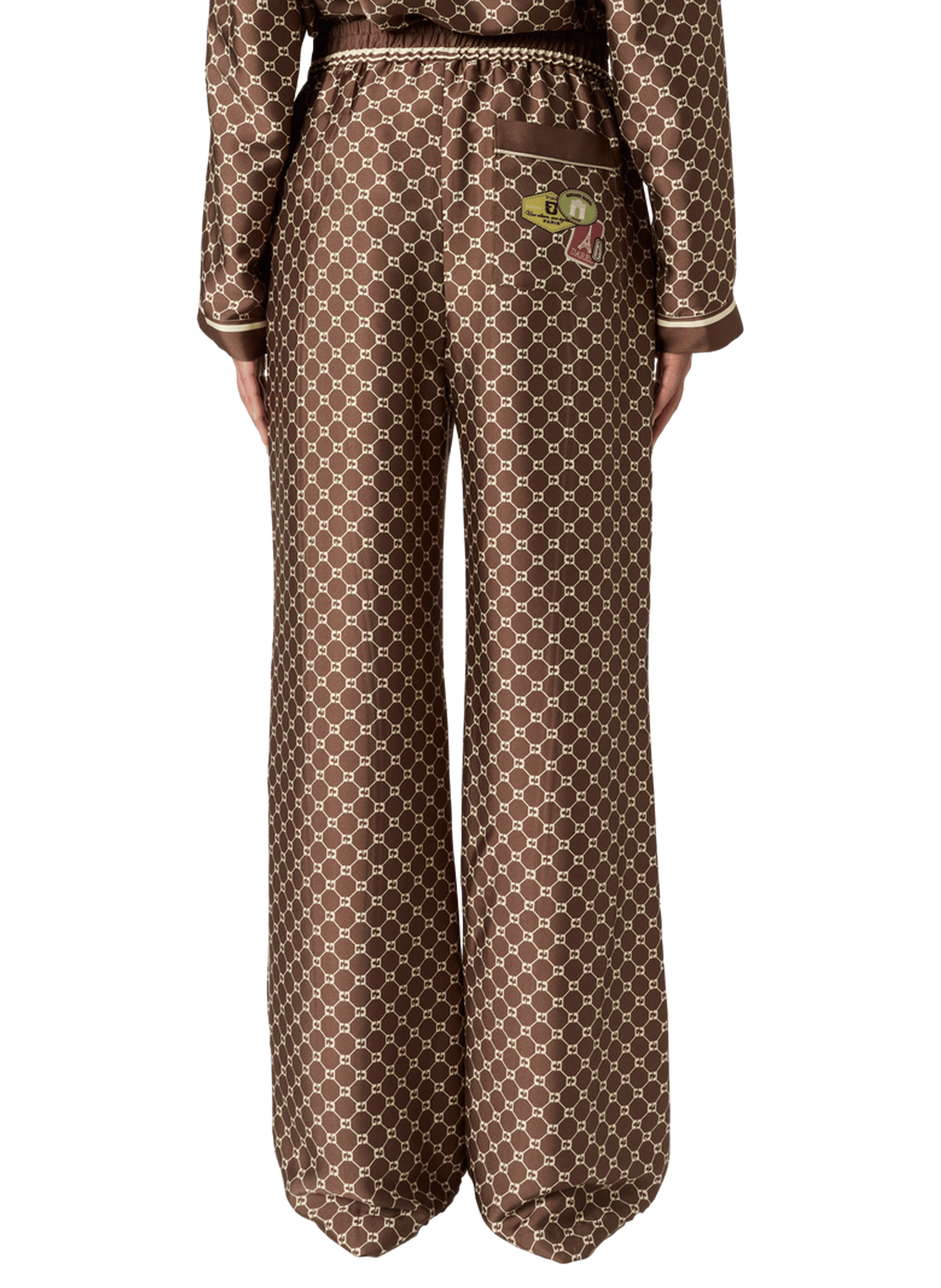 Pantalon satiné à monogramme - clery Marron