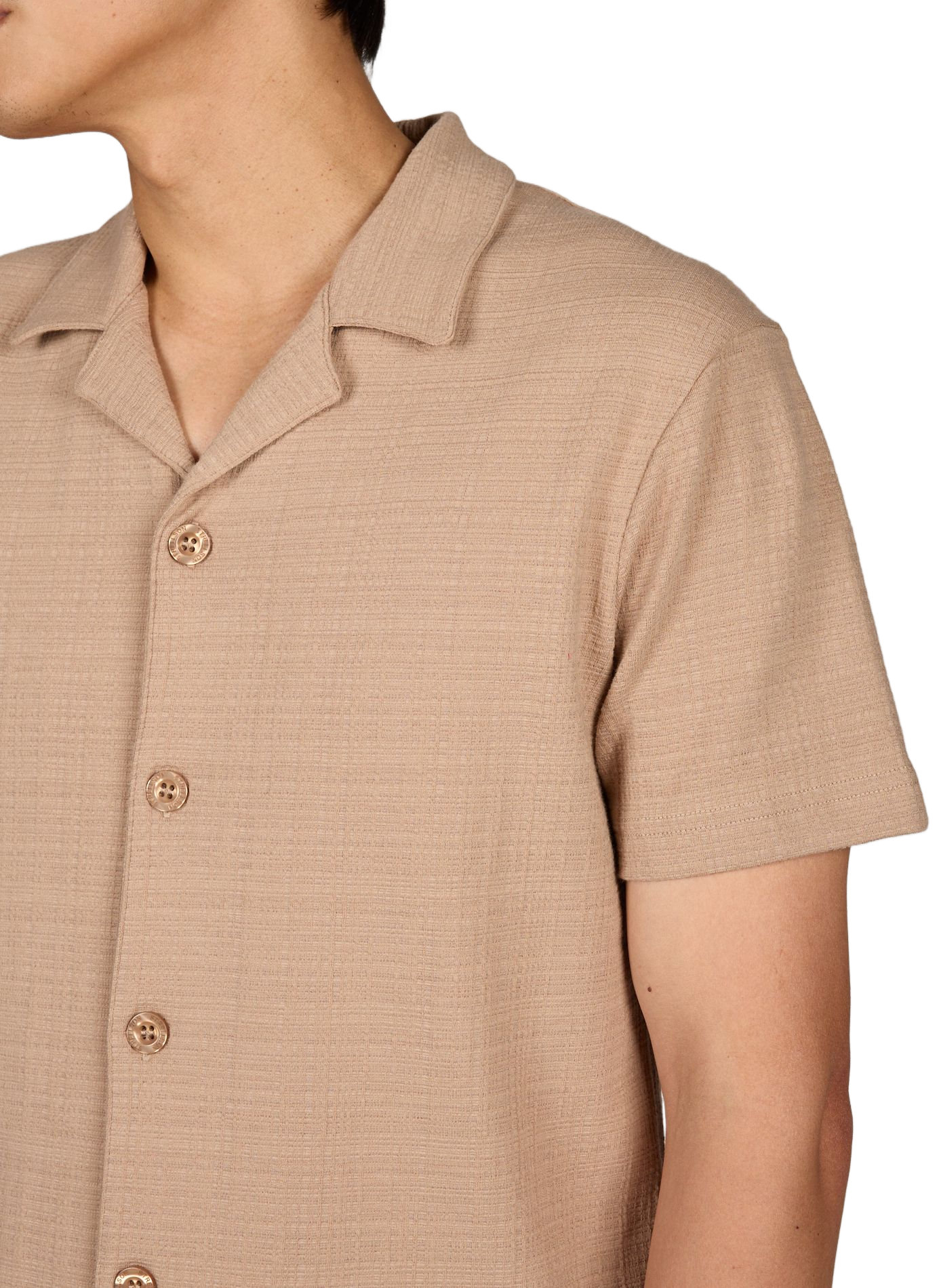 Short-sleeved Cuban collar shirt in blended cotton STRELLSON Brown