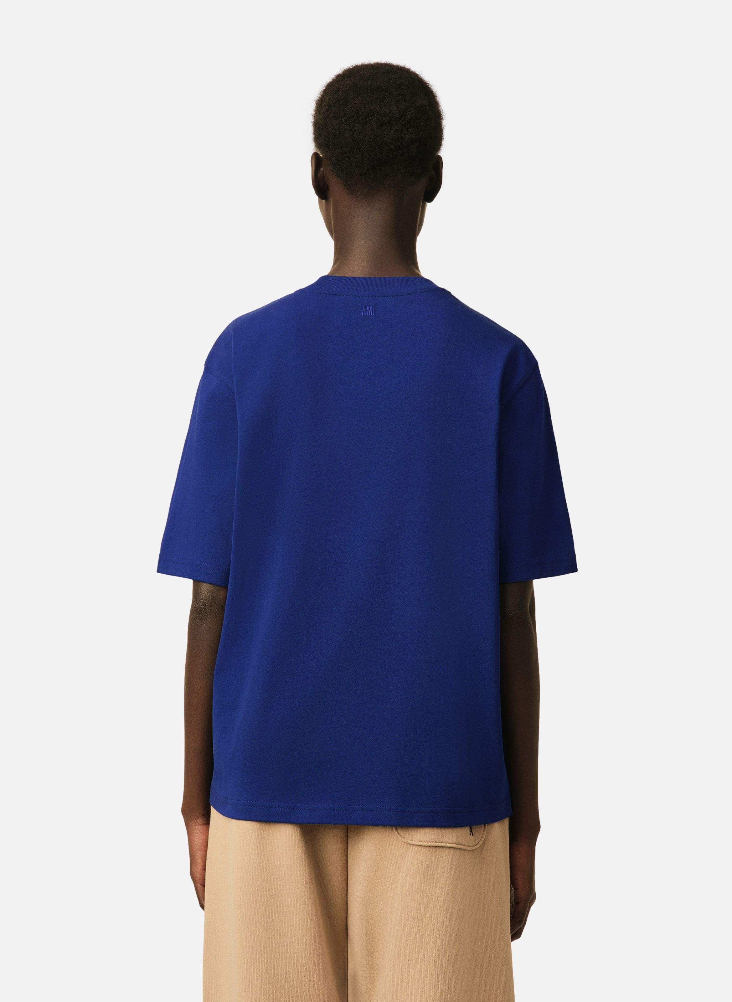 T-shirt unisexe en coton ami de coeur embossé AMI PARIS Bleu
