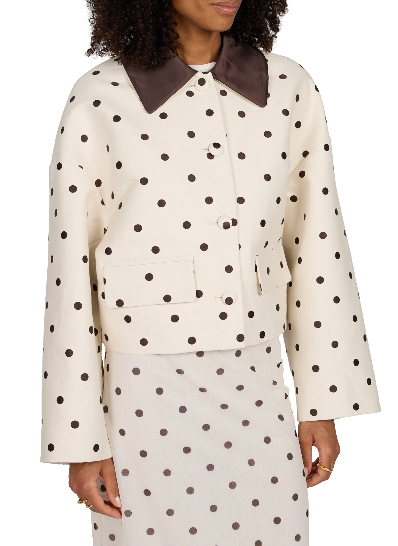Veste ample courte à pois BAUM UND PFERDGARTEN Beige