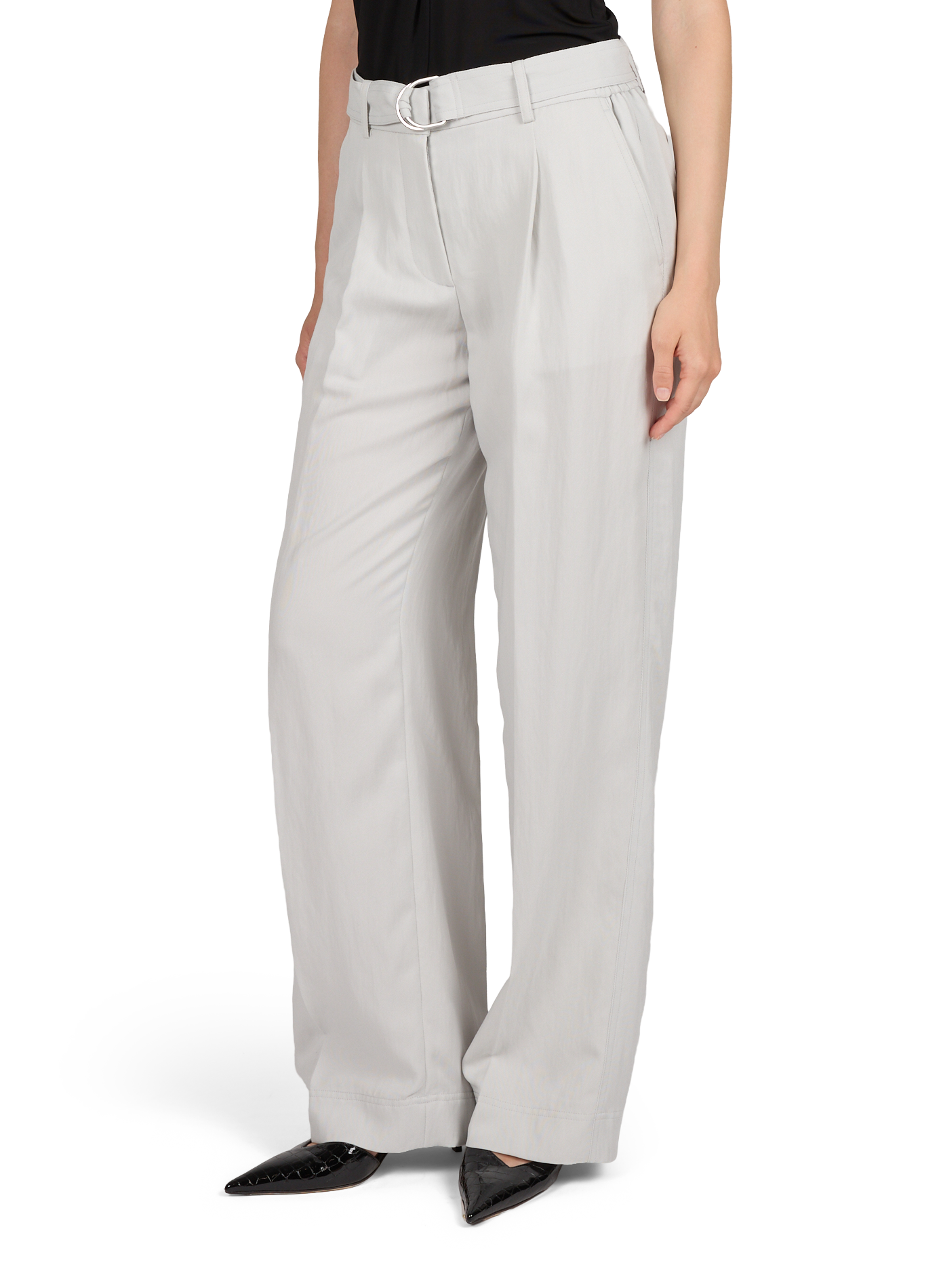 Pantalon large plissé à taille mi-haute à ceinture amovible HELMUT LANG Beige