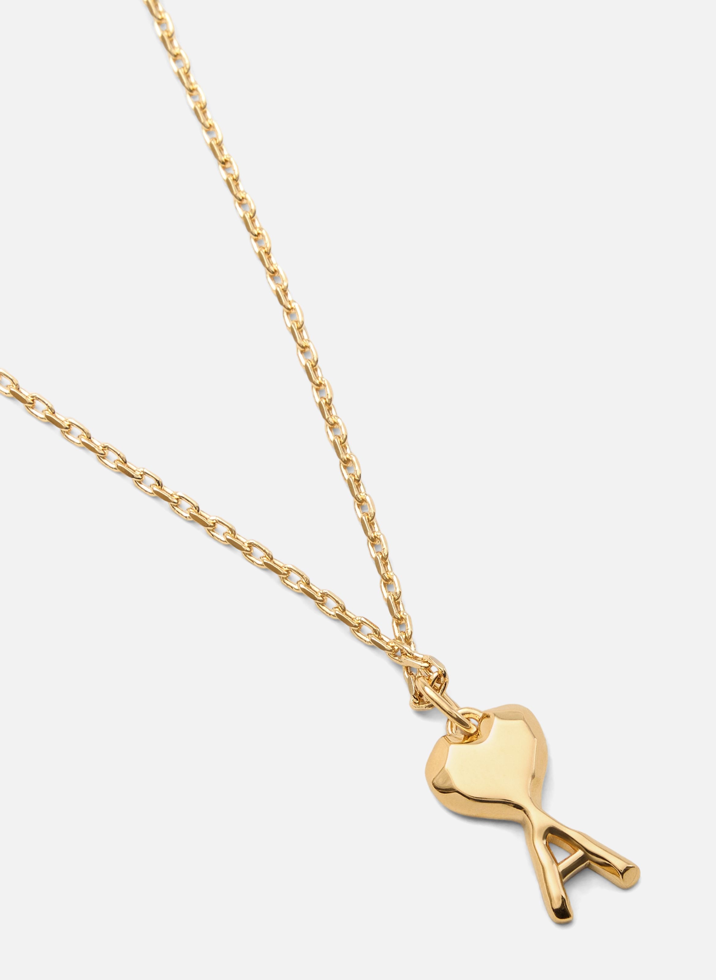 Collier martelé fin doré ami de coeur unisexe en laiton AMI PARIS Jaune