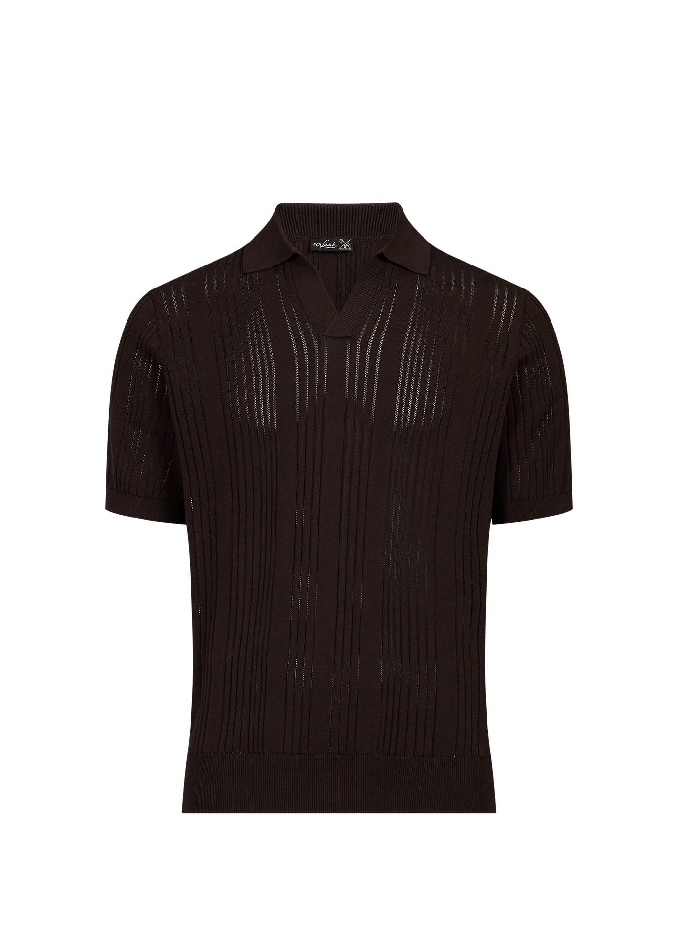 Pullover mit geradem Schnitt, Lochmuster und Polokragen VAN LAACK Braun