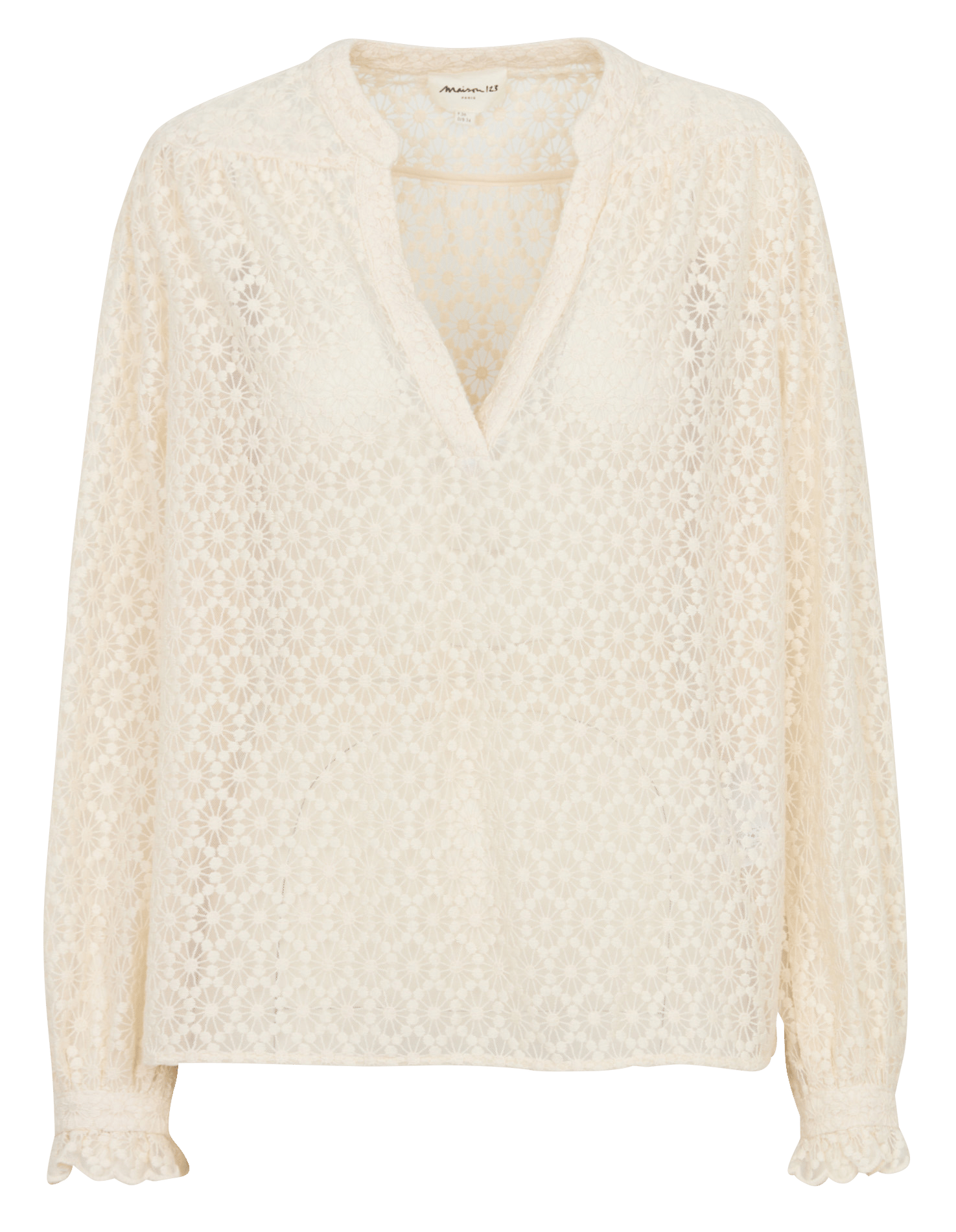 Blouse col tunisien en dentelle daniela MAISON 123 Beige