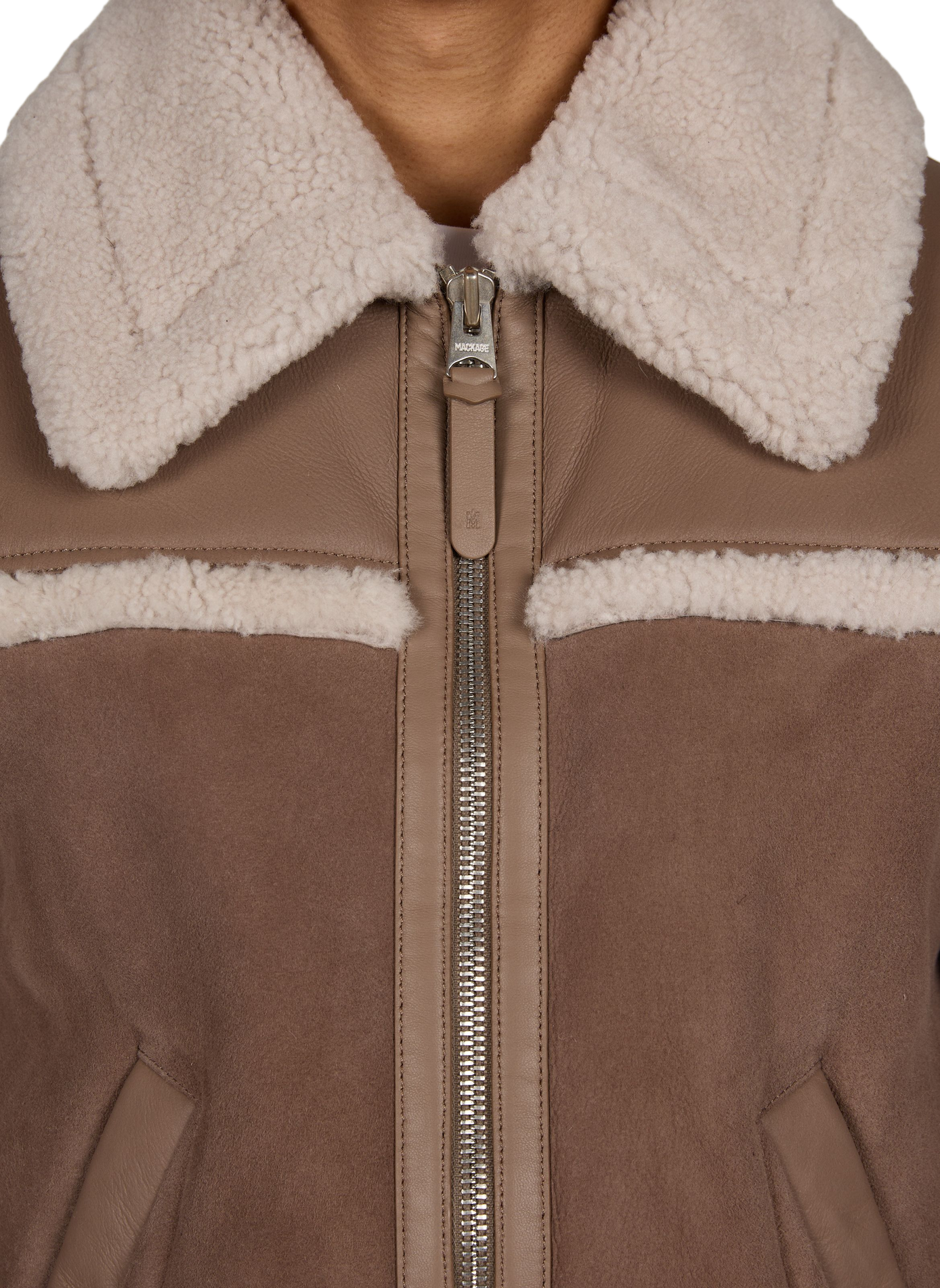 Jacke mit klassischem Kragen aus Leder und Wolle MACKAGE Braun