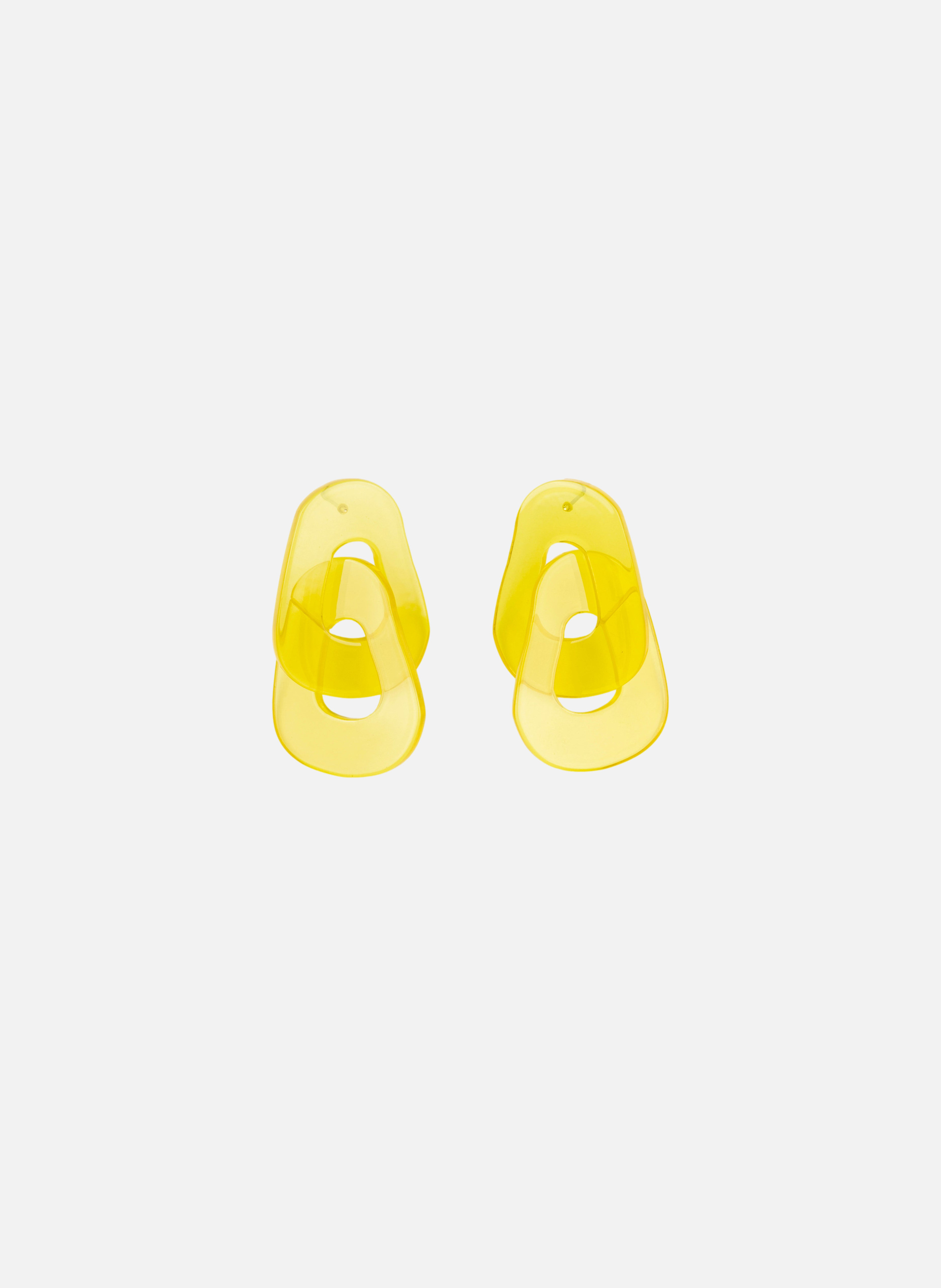Boucles d'oreilles maillons en acétate de cellulose  Jaune
