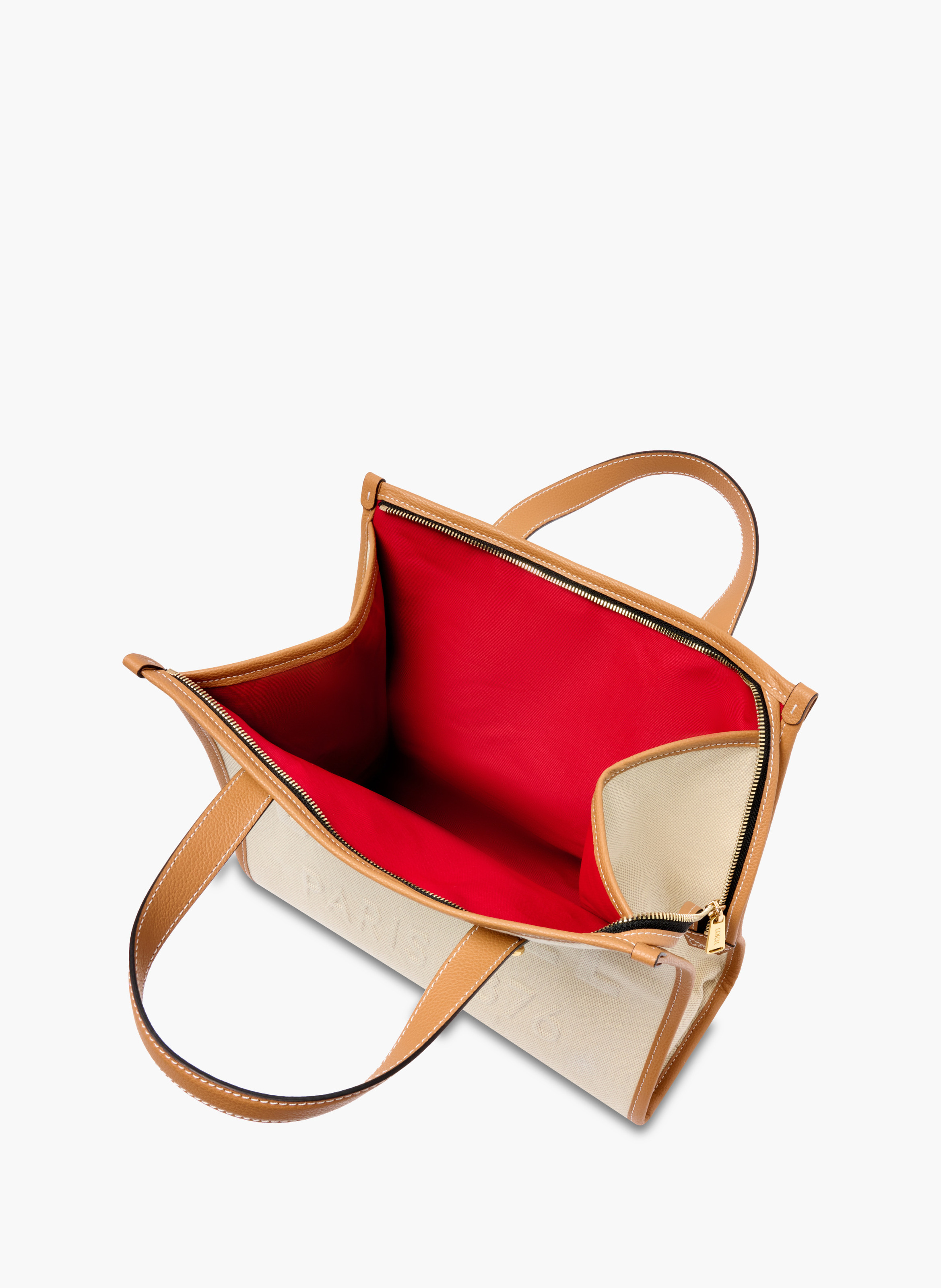 Sac cabas zippé m double porté jour de lancel en coton LANCEL Beige