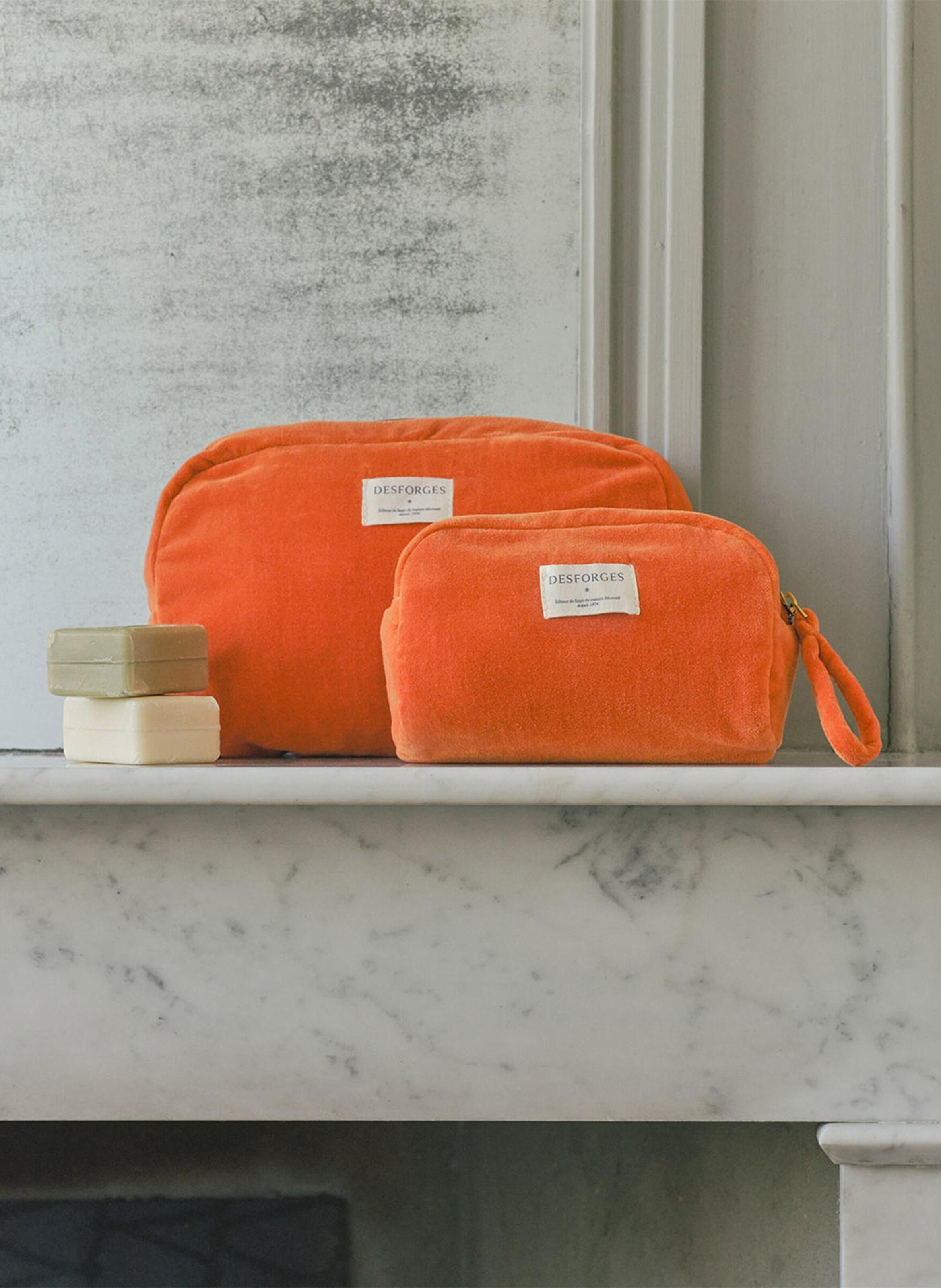 Trousse en velours, romy DESFORGES Orange