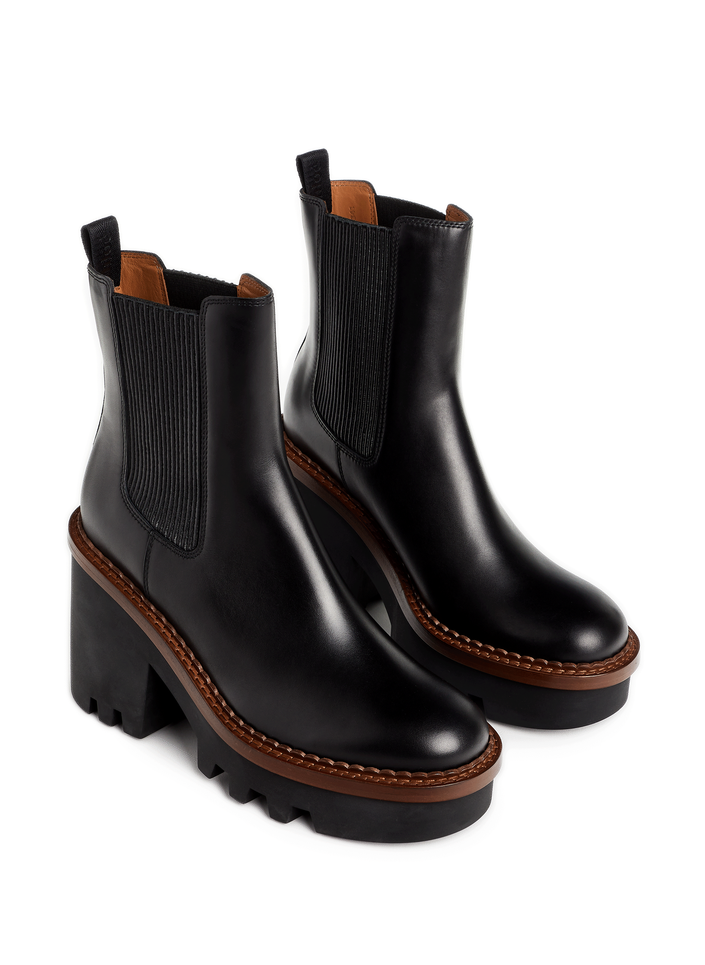 Bottes Genouillères Femme Chloé En Cuir Noir - Fabriquées En Italie - Taille US 7