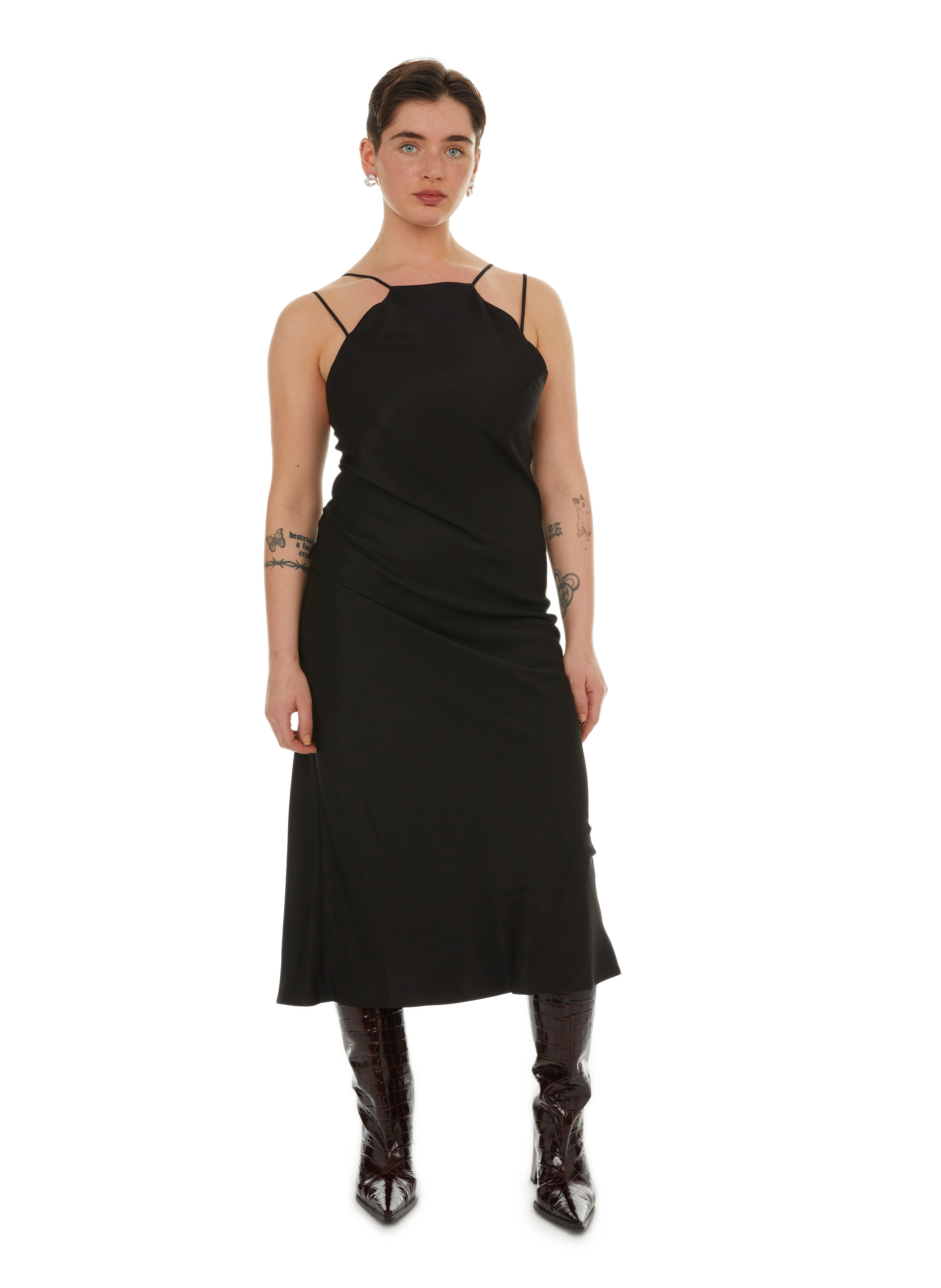 EUDON CHOI Satin maxi dress  Black
