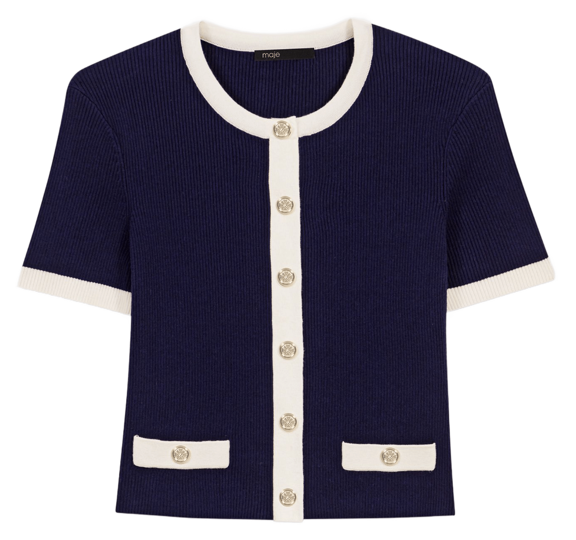 Top col rond en coton mélangé MAJE Bleu