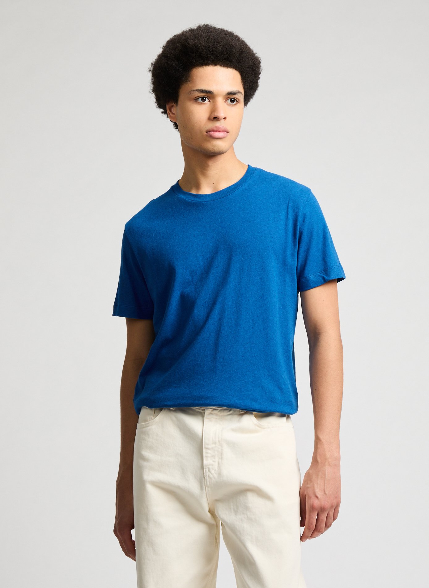 T-shirt en coton et lin AU PRINTEMPS PARIS Bleu