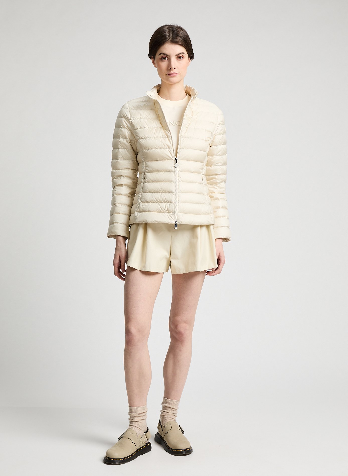 Short quilted down jacket MONCLER Beige