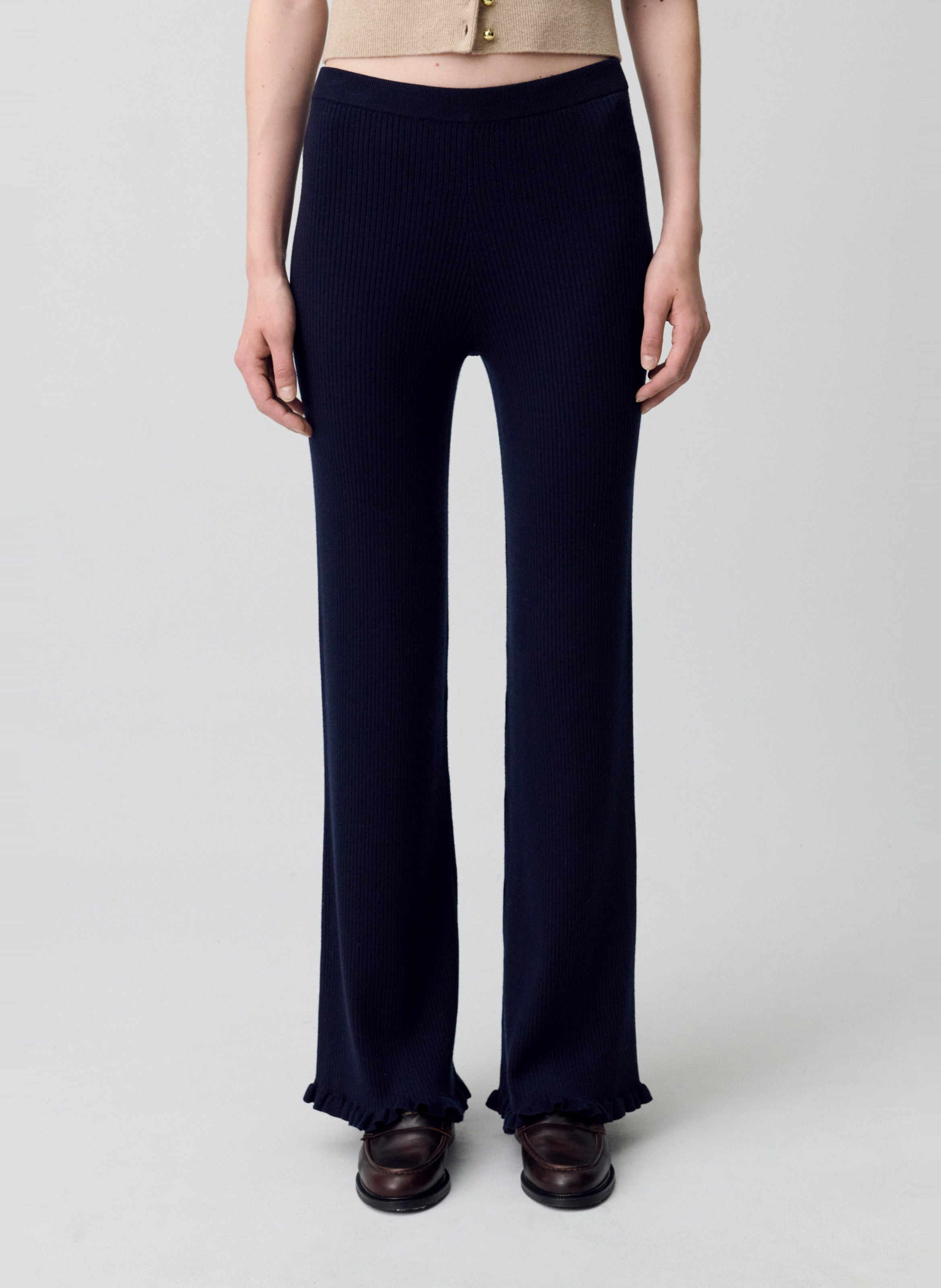 Pantalon flare en maille malona CLAUDIE PIERLOT Bleu