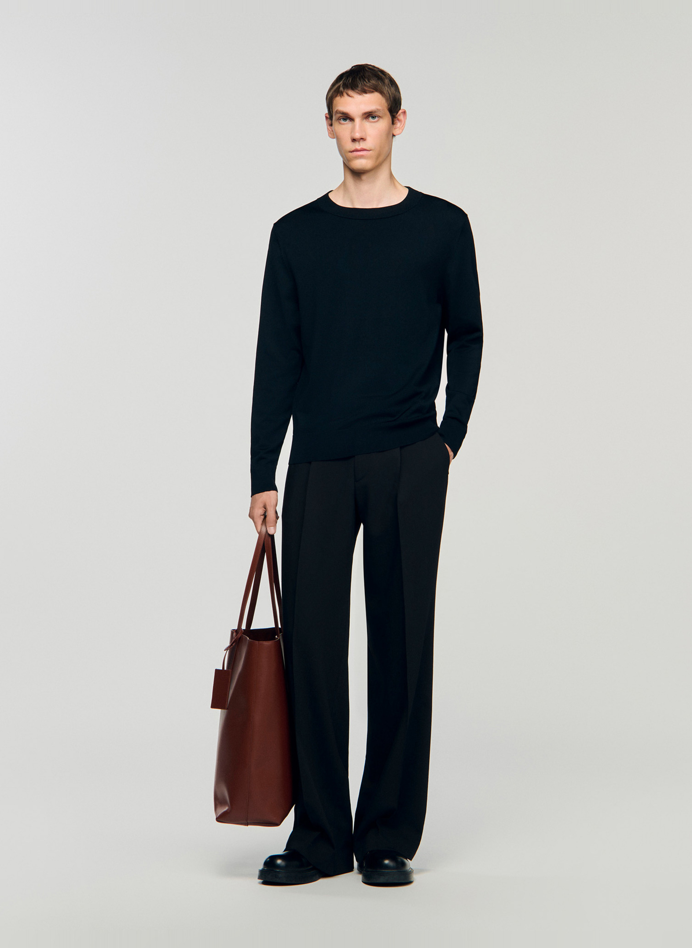 Sweat cintré à manches longues SANDRO Noir