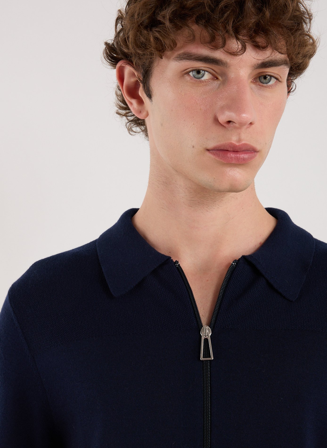 Gilet zippé en laine mérinos  PAUL SMITH Bleu