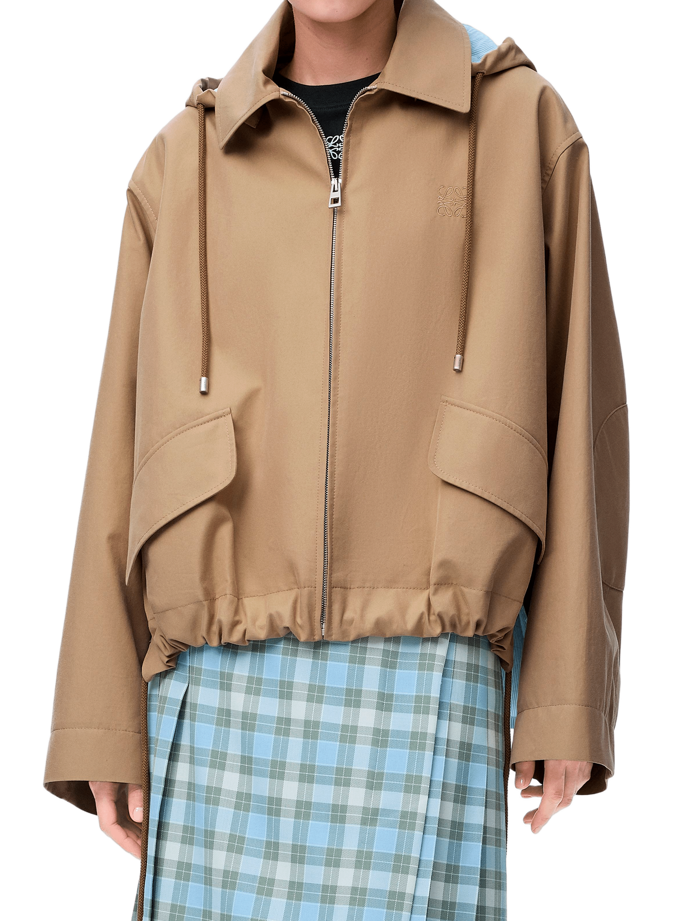 LOEWE Parka ample à capuche en coton mélangé Beige